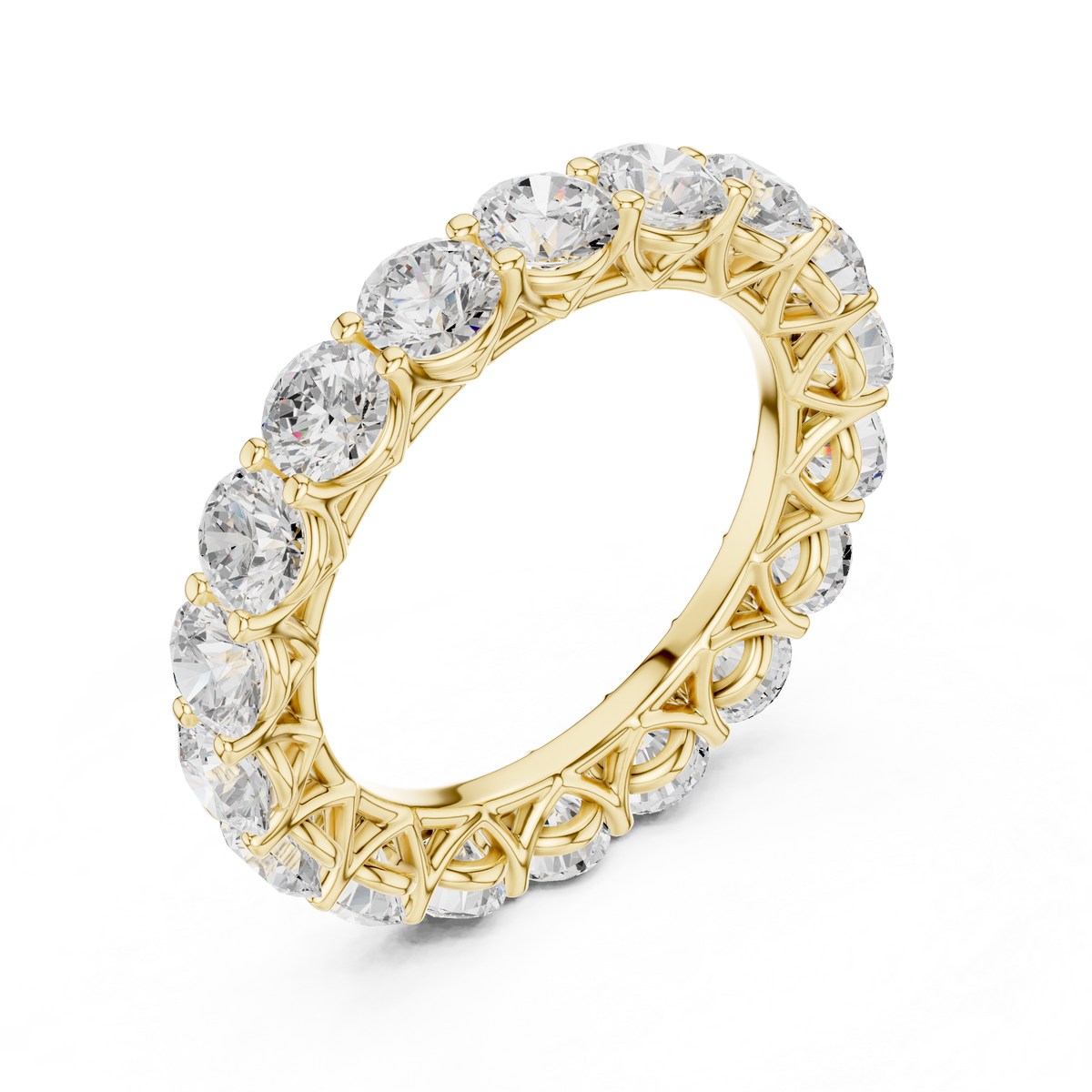 Round Brilliant Diamond Shared-Prong Full Eternity Band