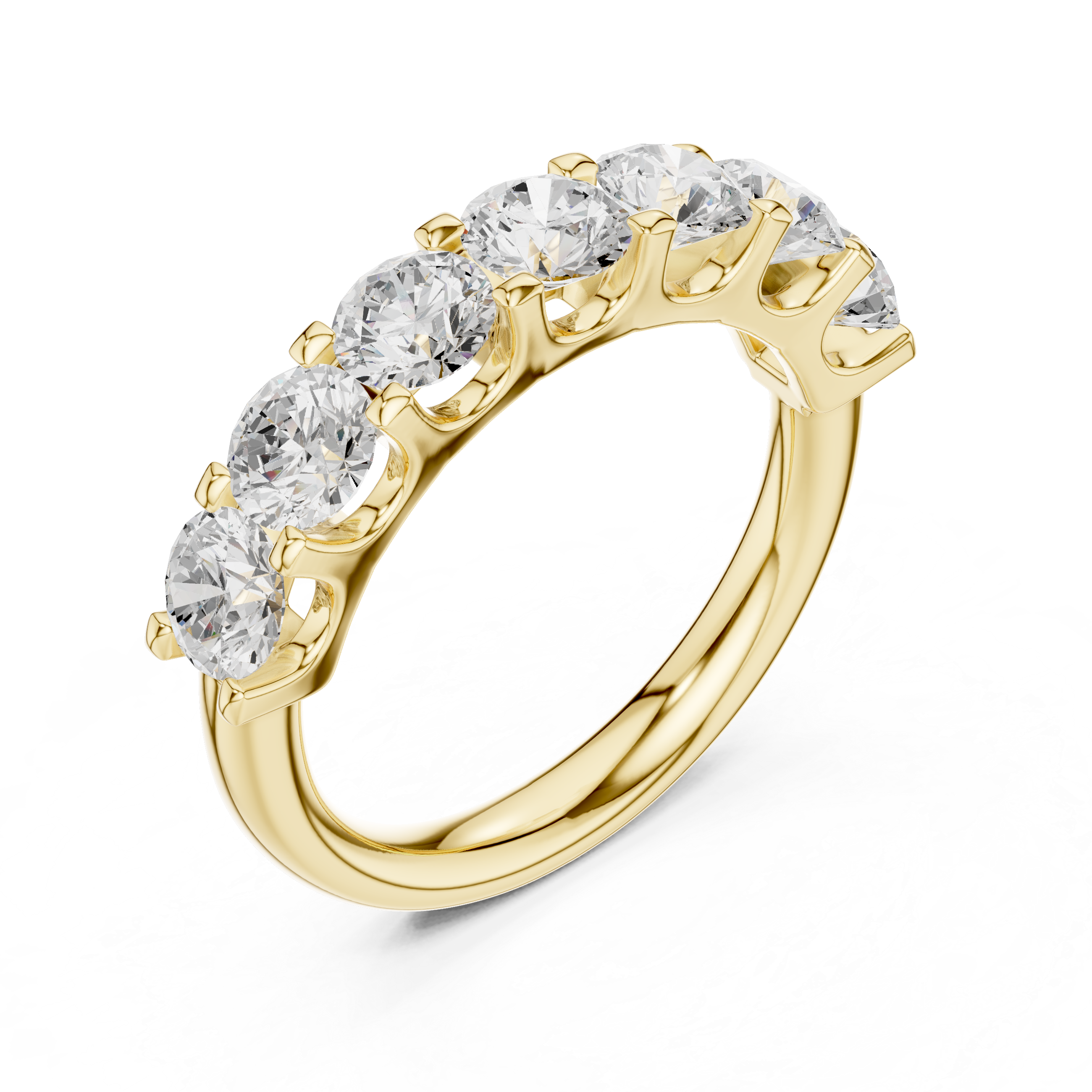 Seven-Stone Round Cut Diamond Half-Eternity Statement Band