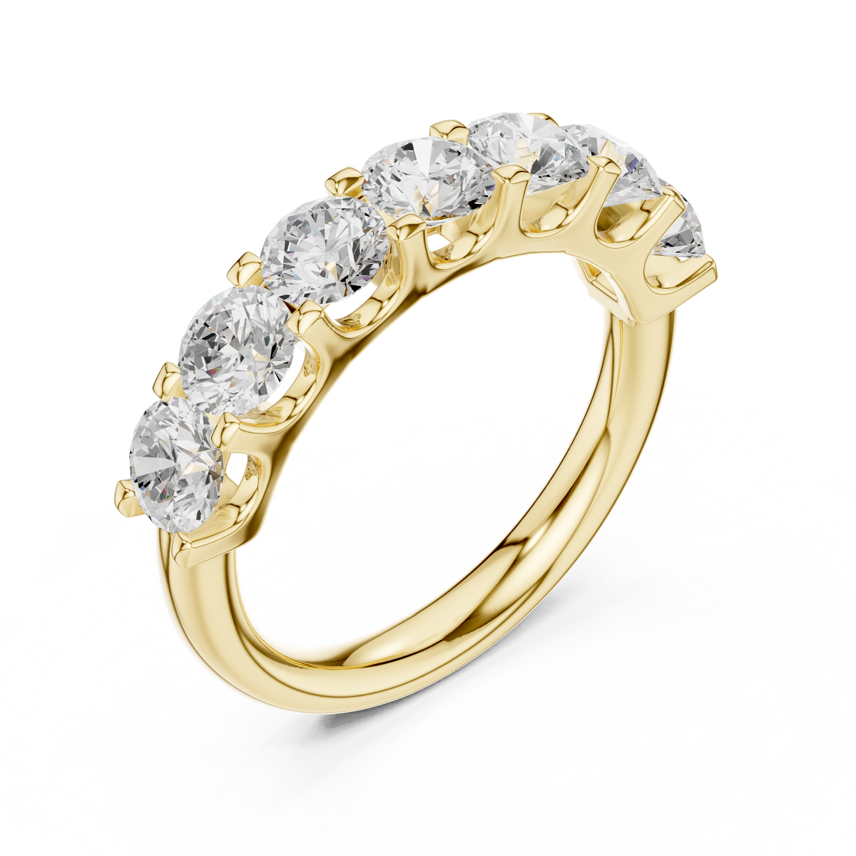 Seven-Stone Round Cut Diamond Half-Eternity Statement Band