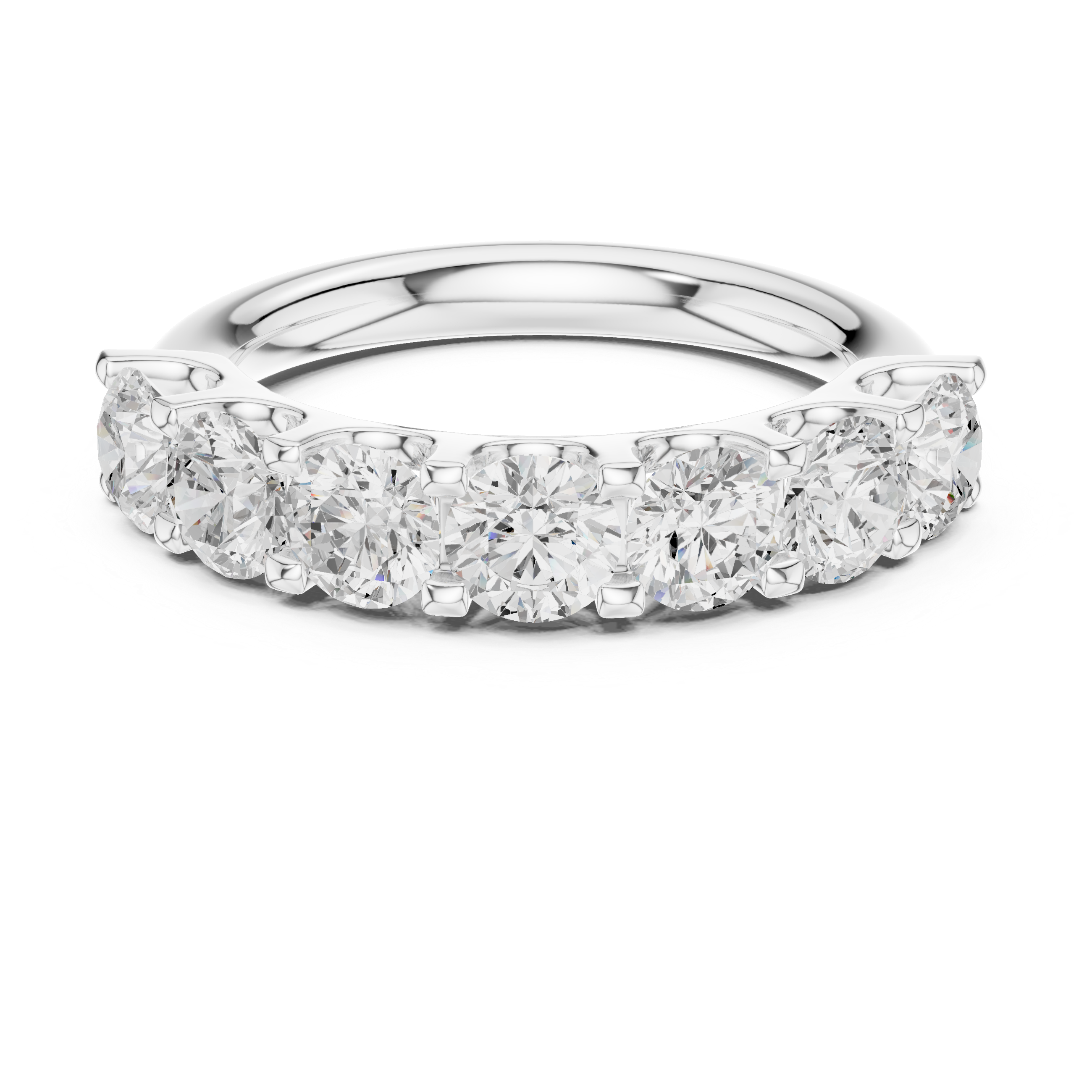 Seven-Stone Round Cut Diamond Half-Eternity Statement Band