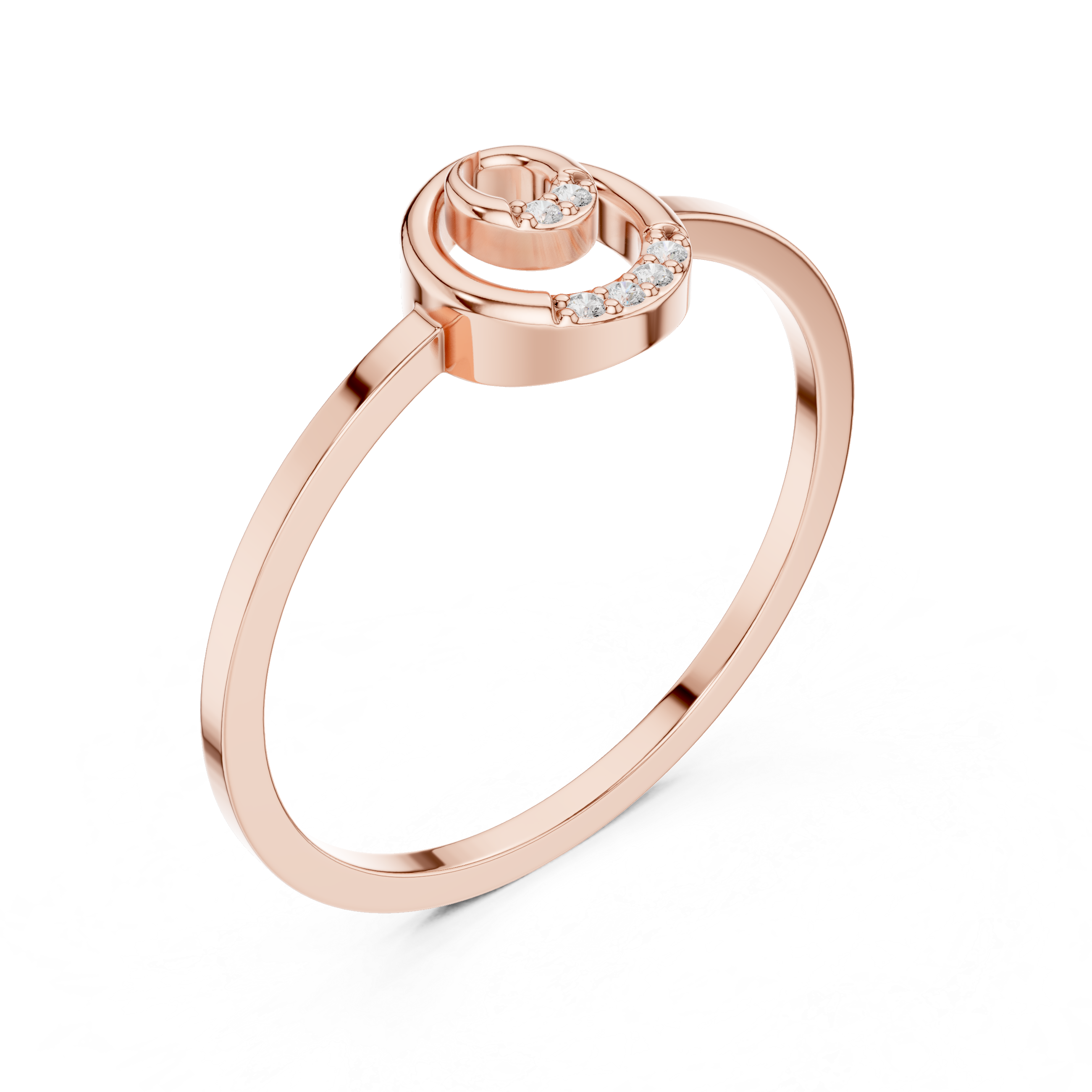 Minimalist Double Circle Round Cut Diamond Promise Ring