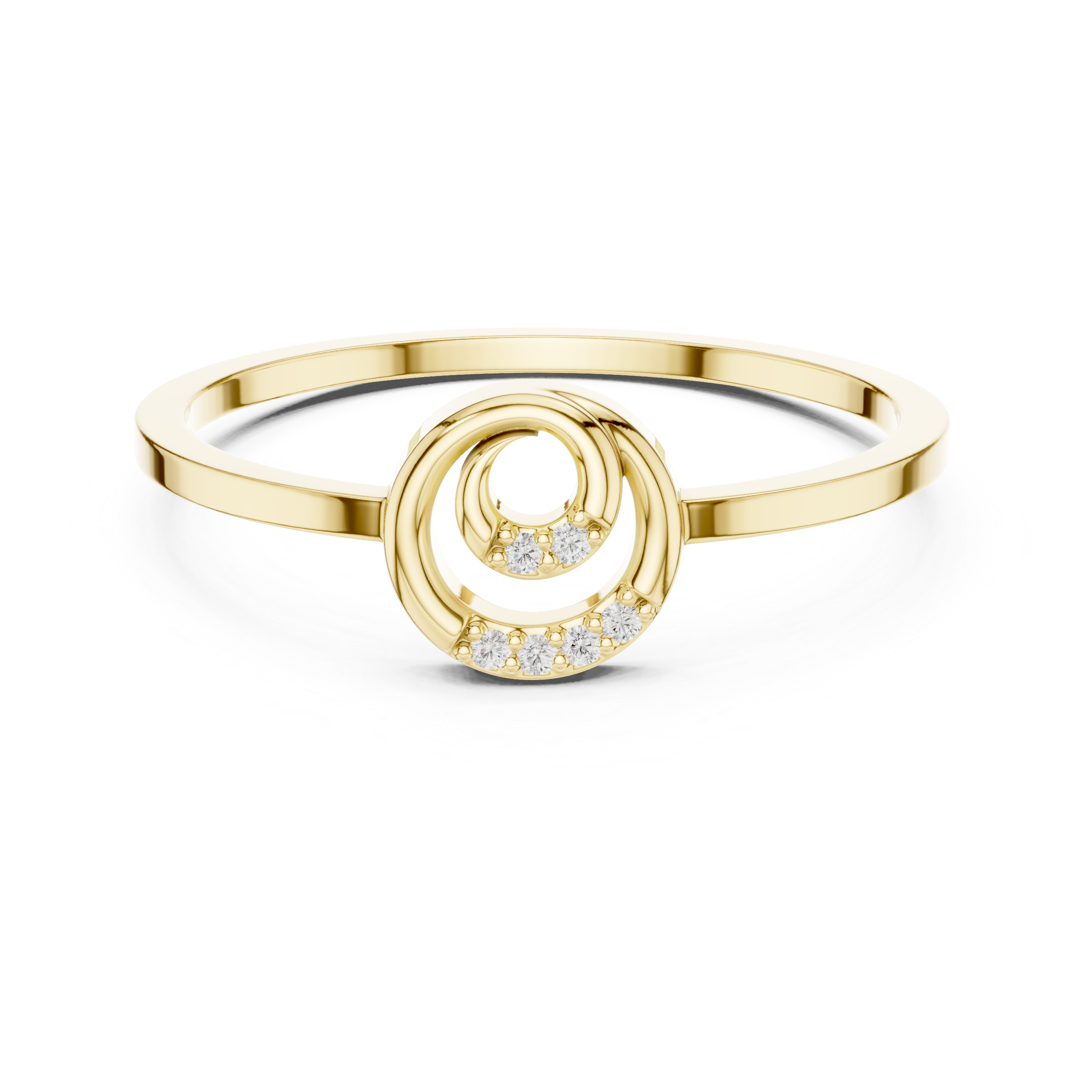 Minimalist Double Circle Round Cut Diamond Promise Ring