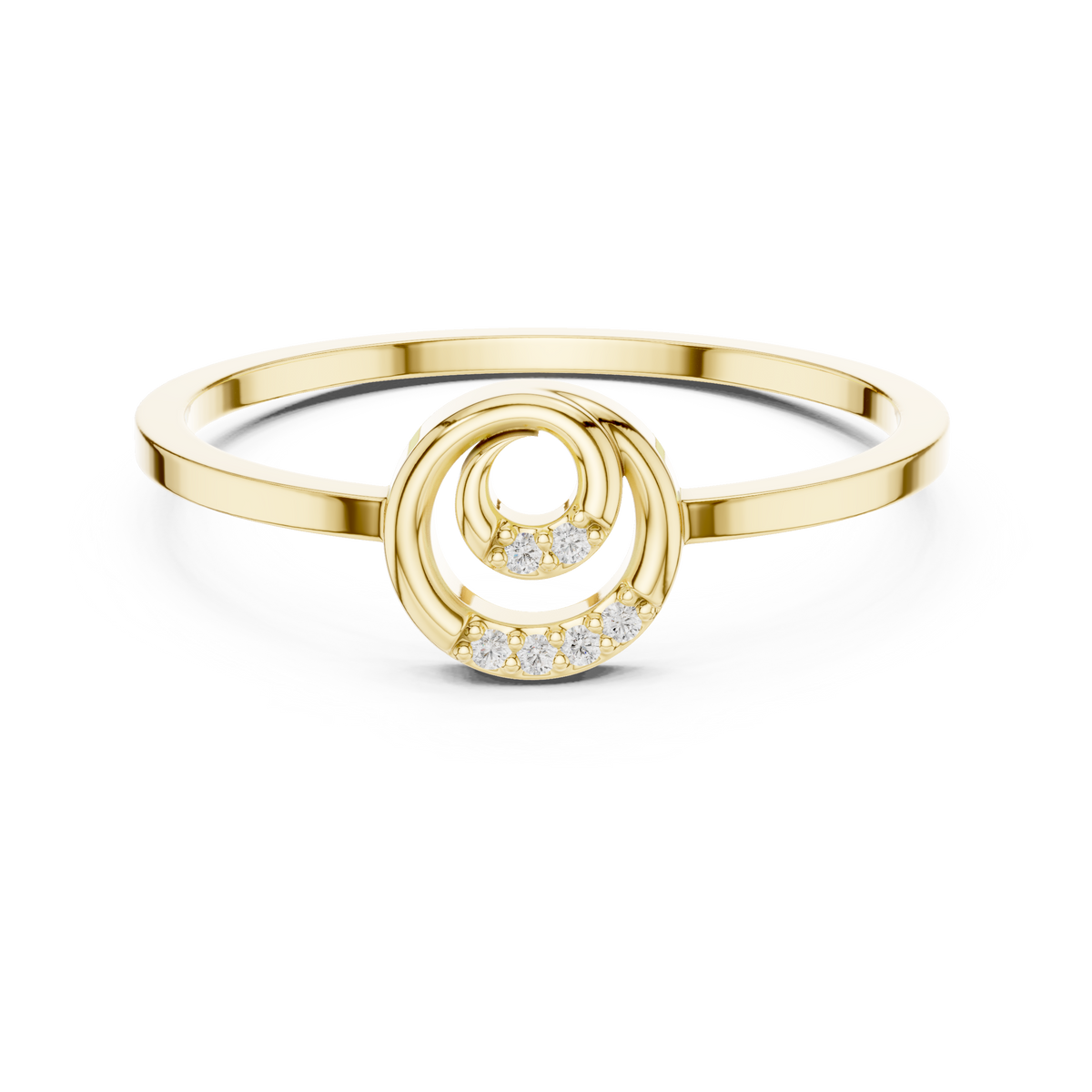 Minimalist Double Circle Round Cut Diamond Promise Ring