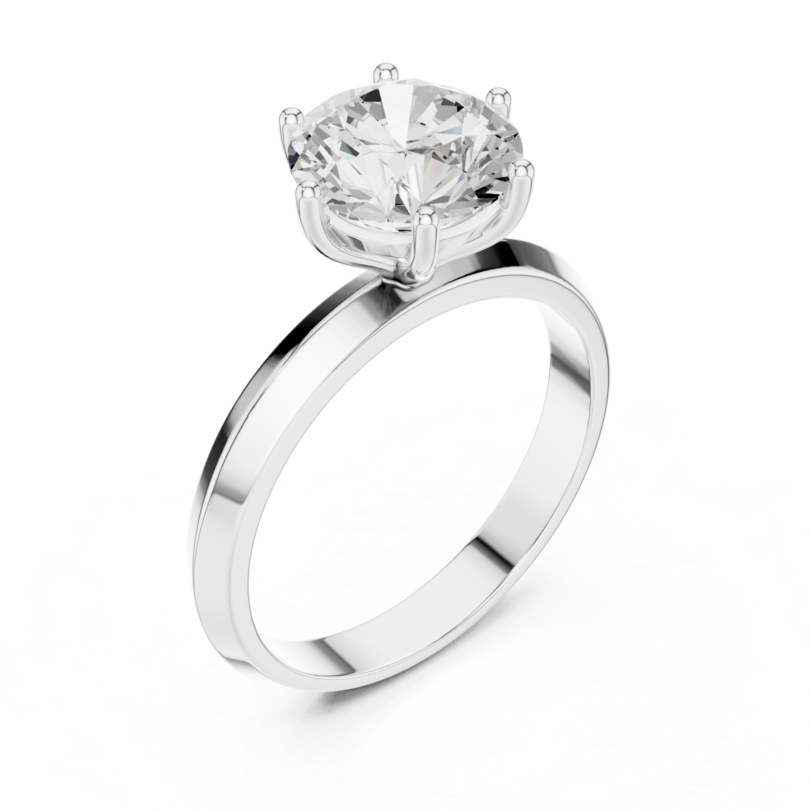 Round Brilliant Diamond Knife Edge Solitaire Ring