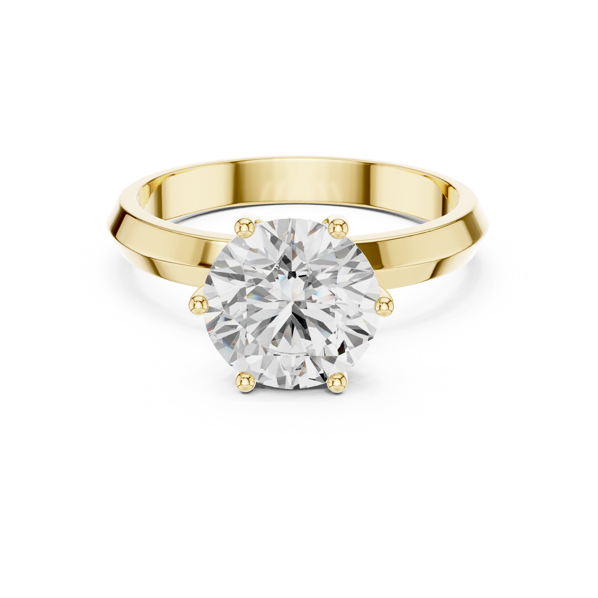 Round Brilliant Diamond Knife Edge Solitaire Ring