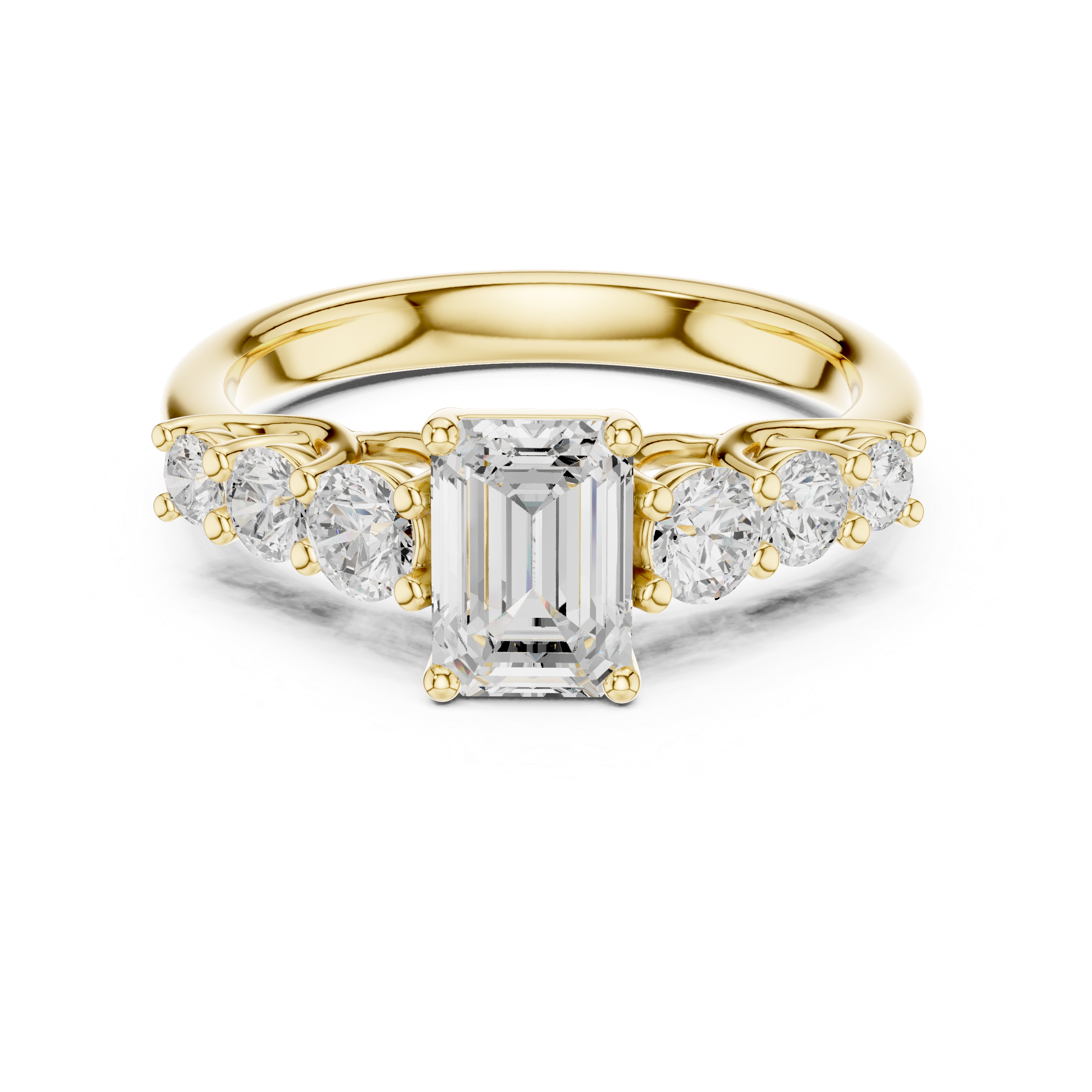 Emerald Cut Diamond Engagement Ring With Graduated Round Side Stones