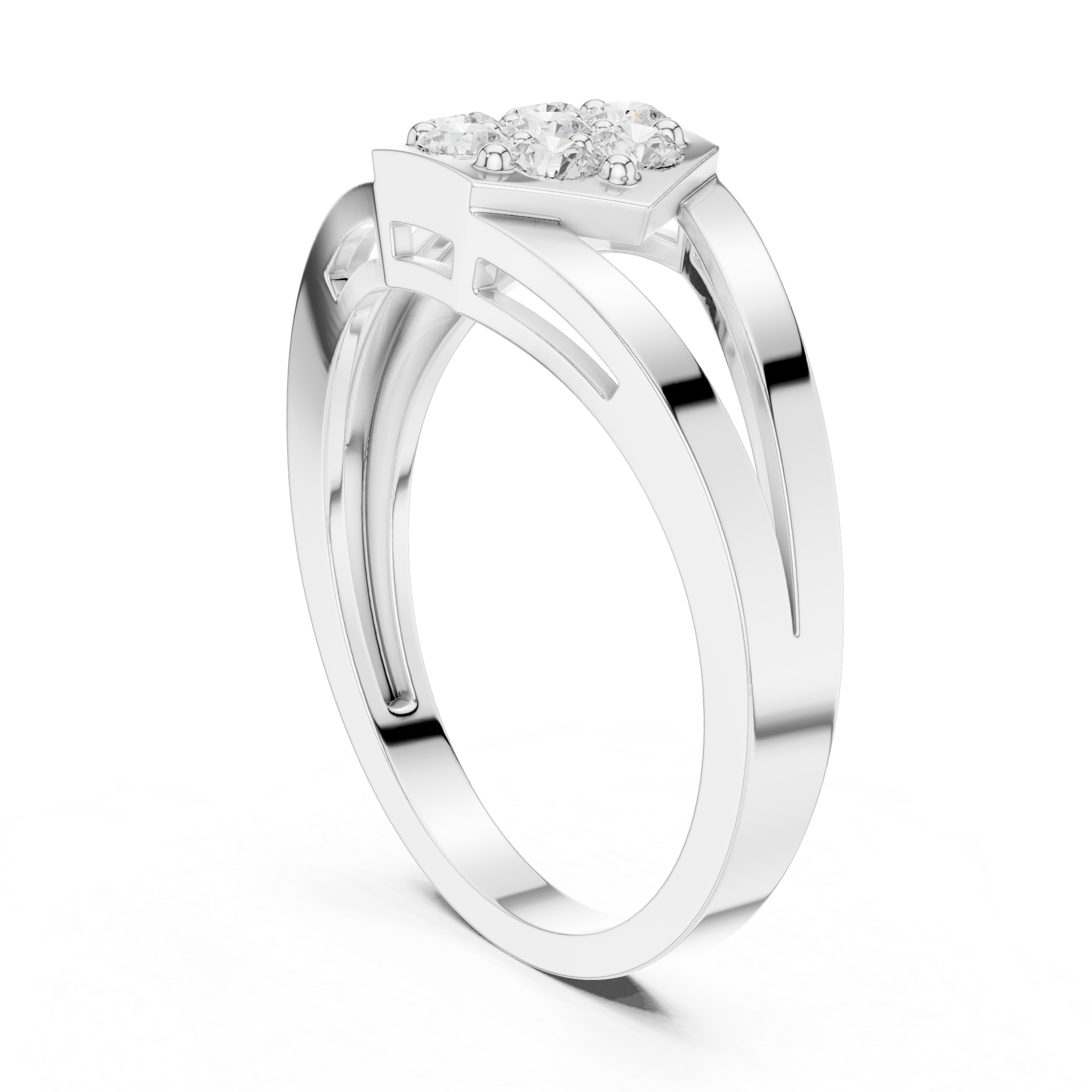 Hexagon Shaped Lab Grown Diamond Cluster Ring With Split Shank