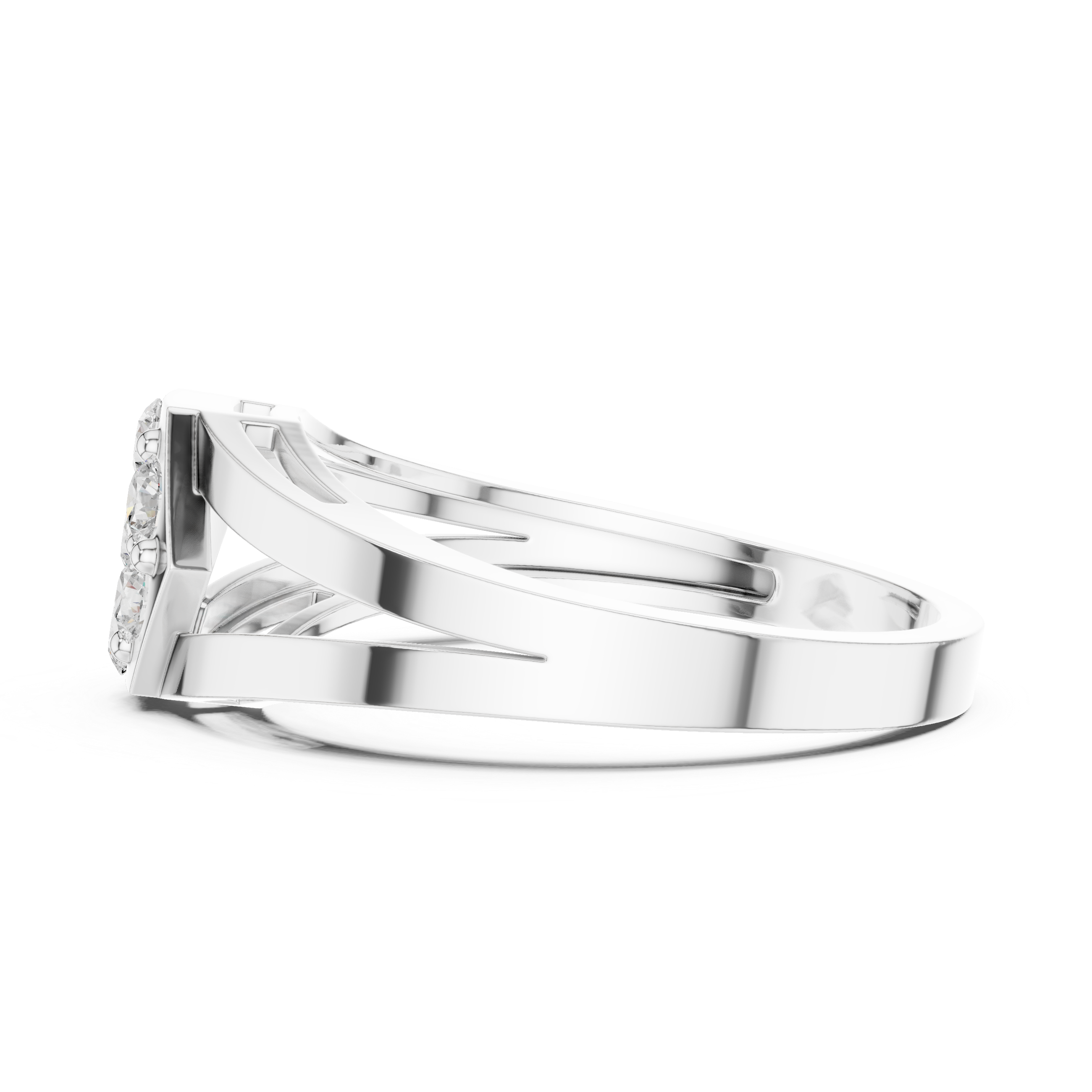 Hexagon Shaped Lab Grown Diamond Cluster Ring With Split Shank