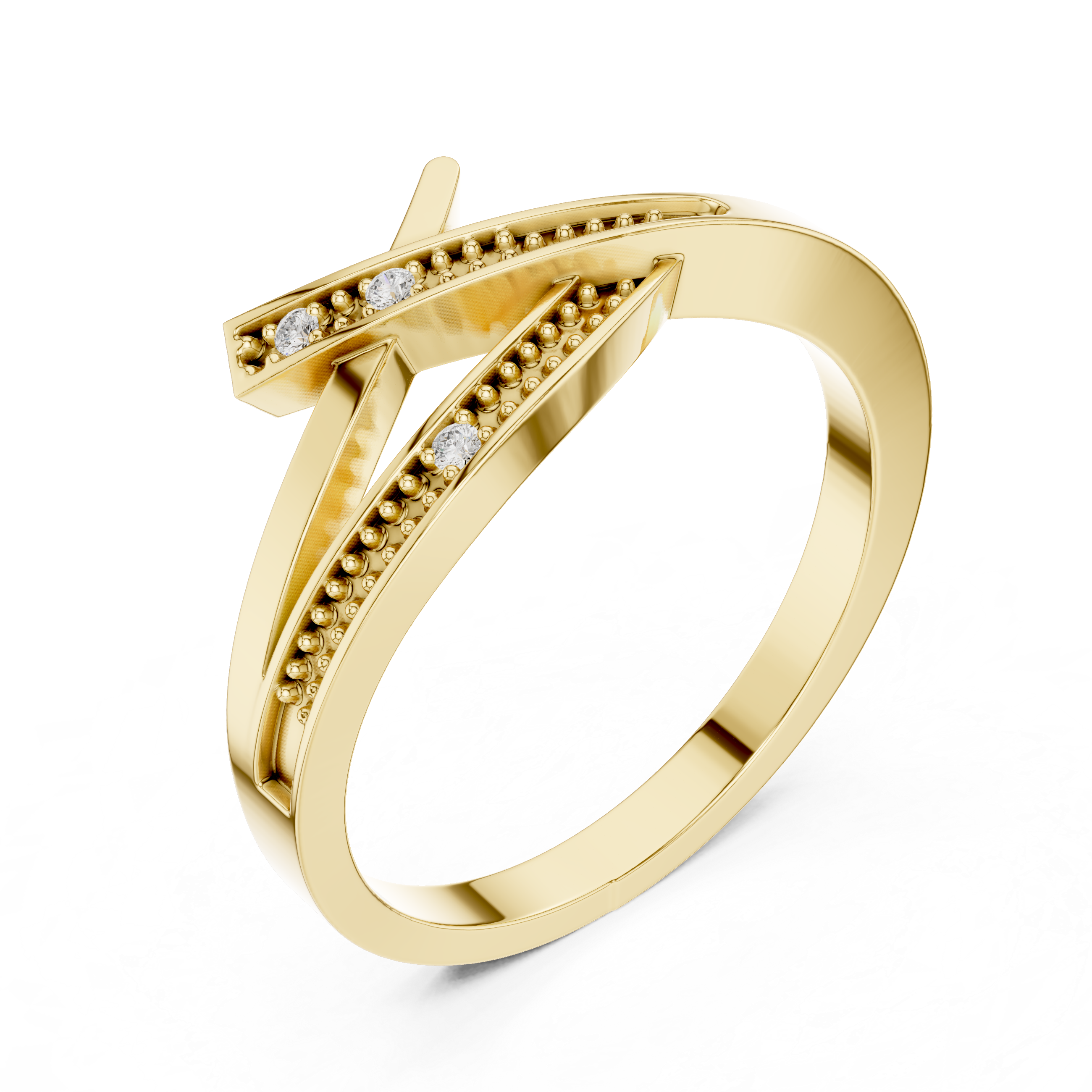 Modern Bypass Round Diamond Promise Band