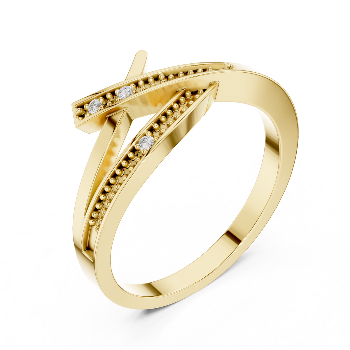 Modern Bypass Round Diamond Promise Band