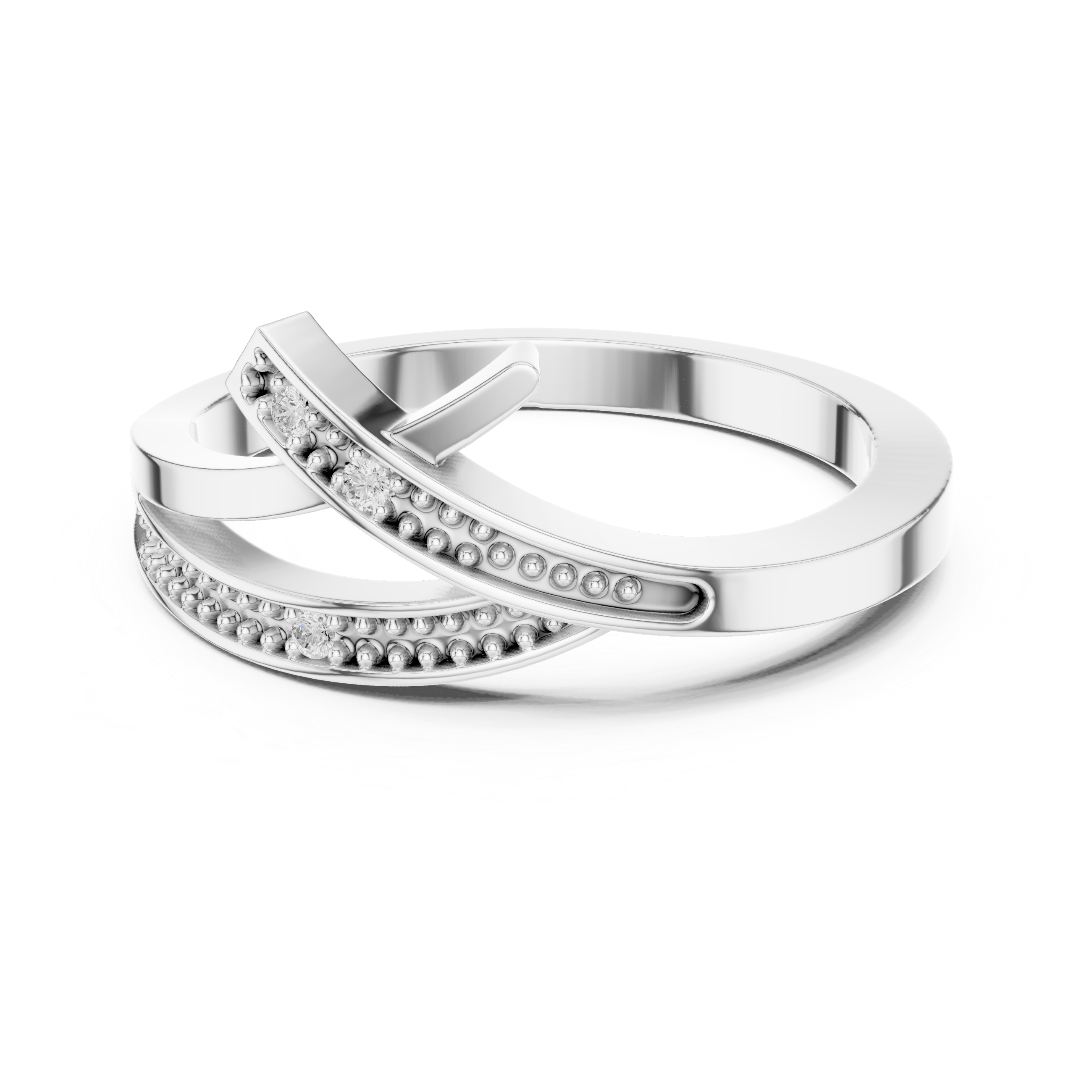 Modern Bypass Round Diamond Promise Band