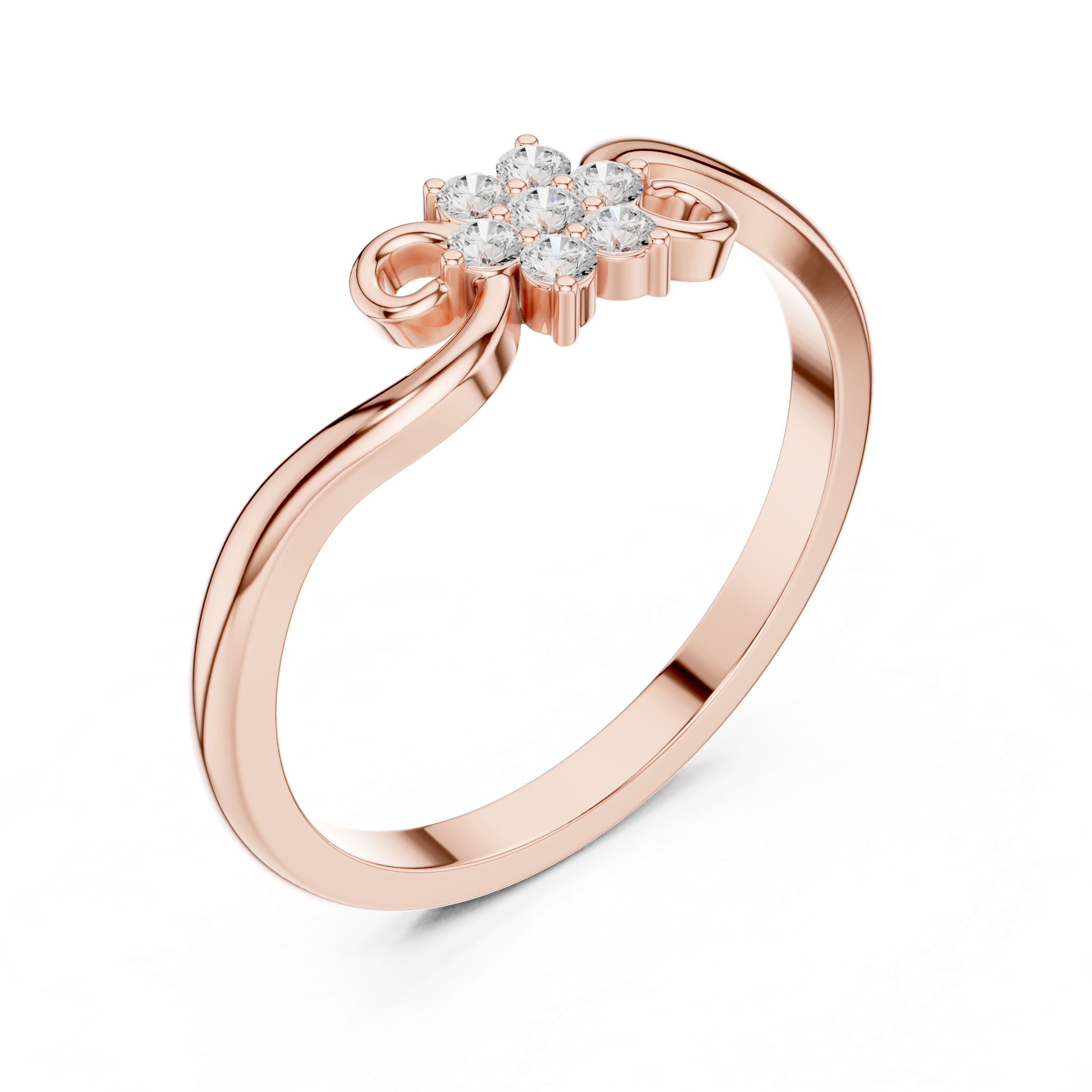 Round Brilliant Diamond Floral Cluster Engagement Ring