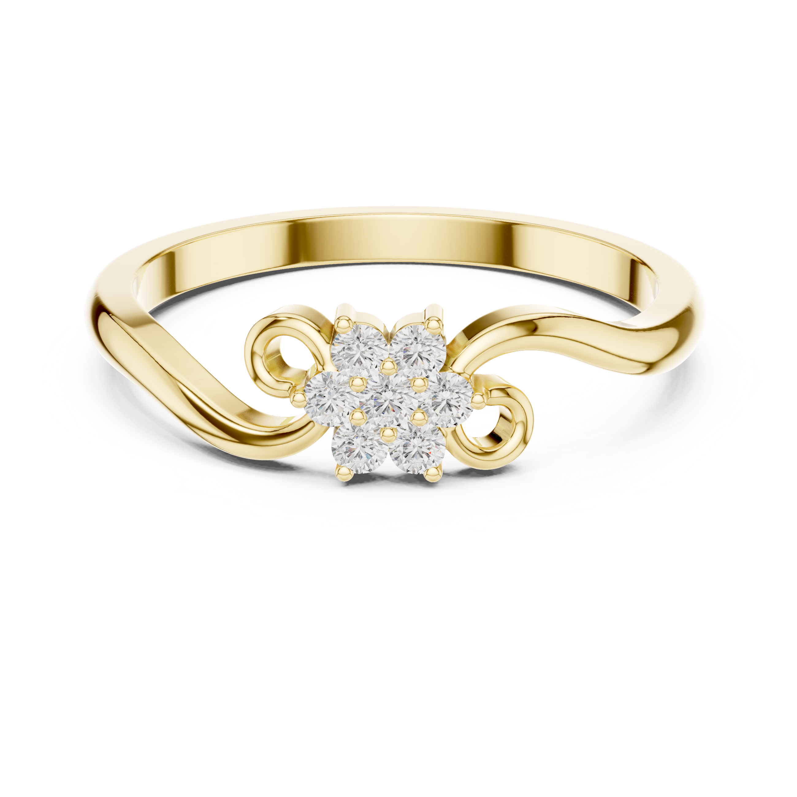 Round Brilliant Diamond Floral Cluster Engagement Ring