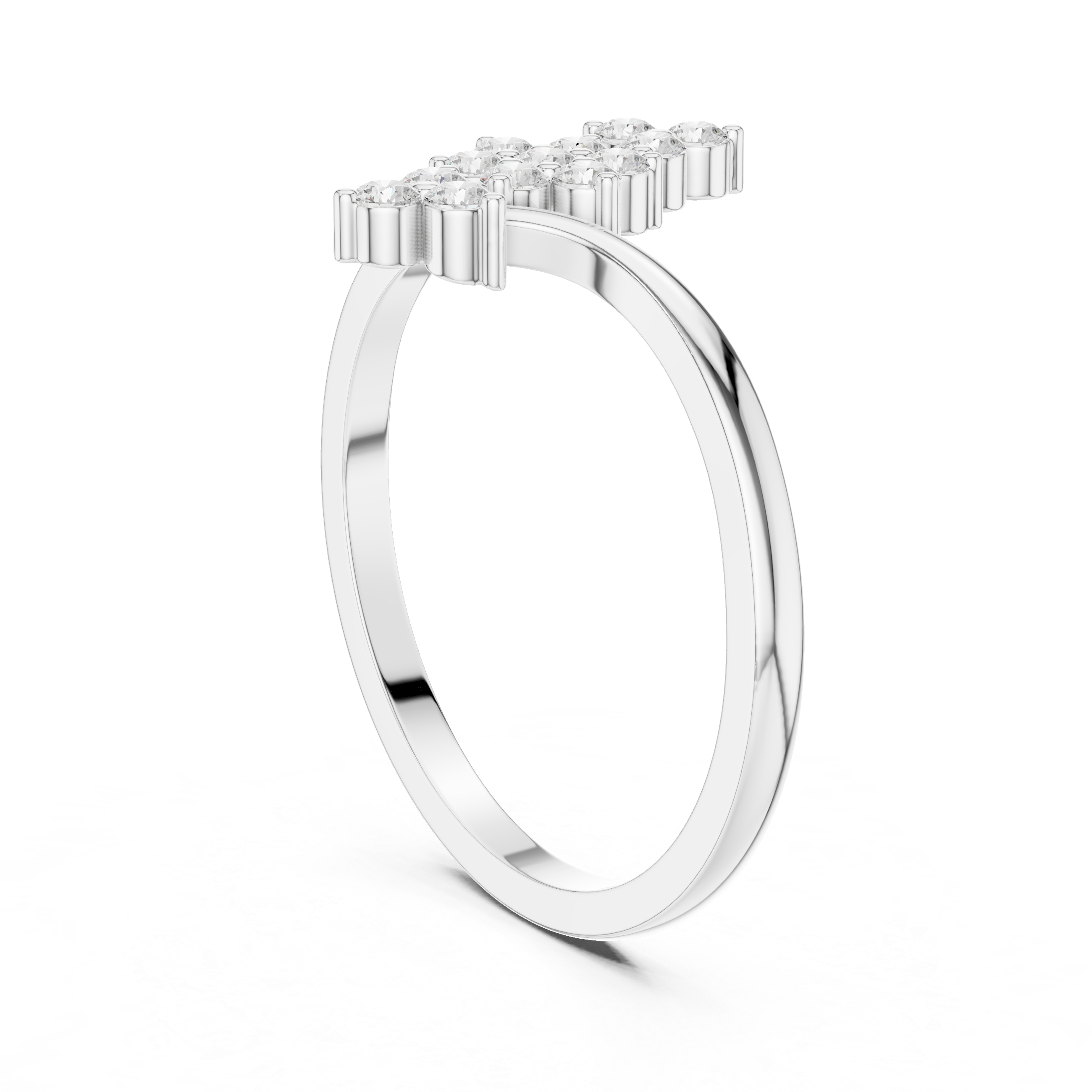 Round Brilliant Diamond Cluster Bypass Wedding Ring