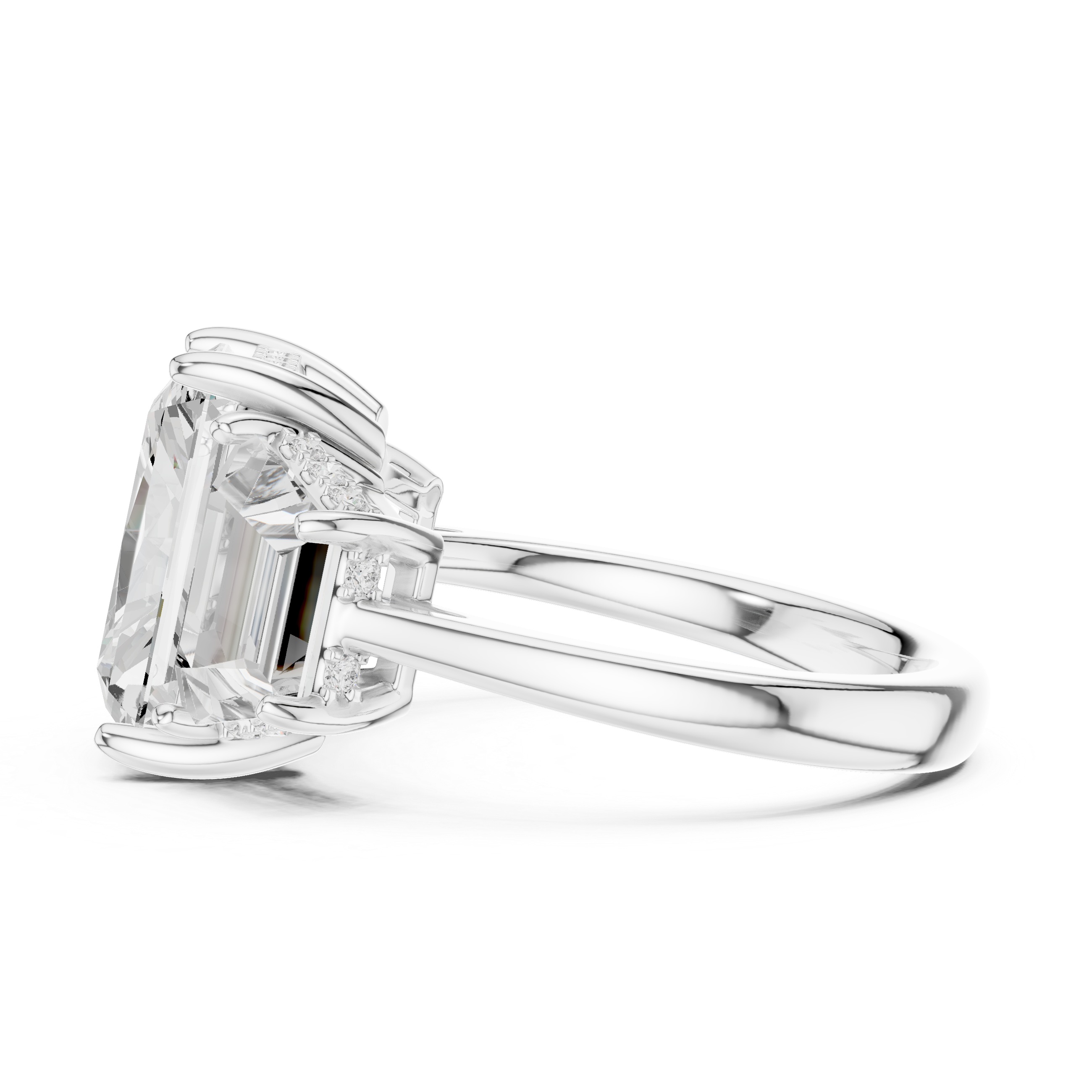 Radiant Cut Lab Diamond Three Stone Engagement Ring