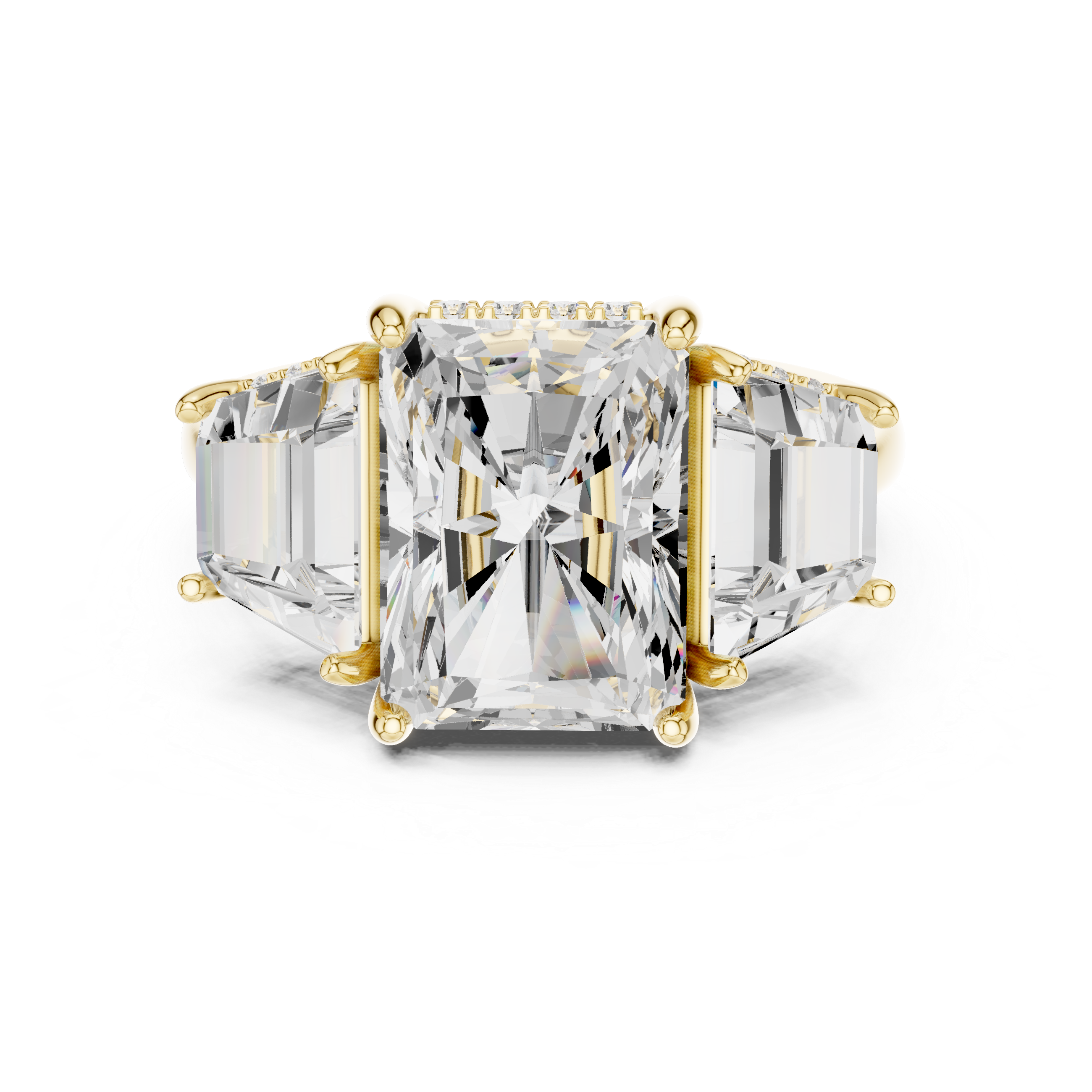 Radiant Cut Lab Diamond Three Stone Engagement Ring