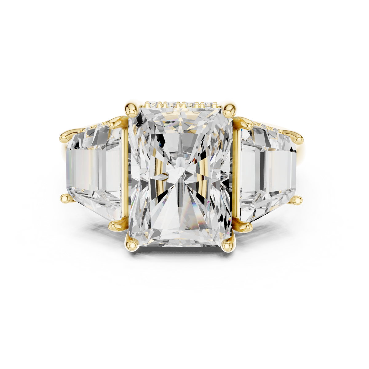 Radiant Cut Lab Diamond Three Stone Engagement Ring
