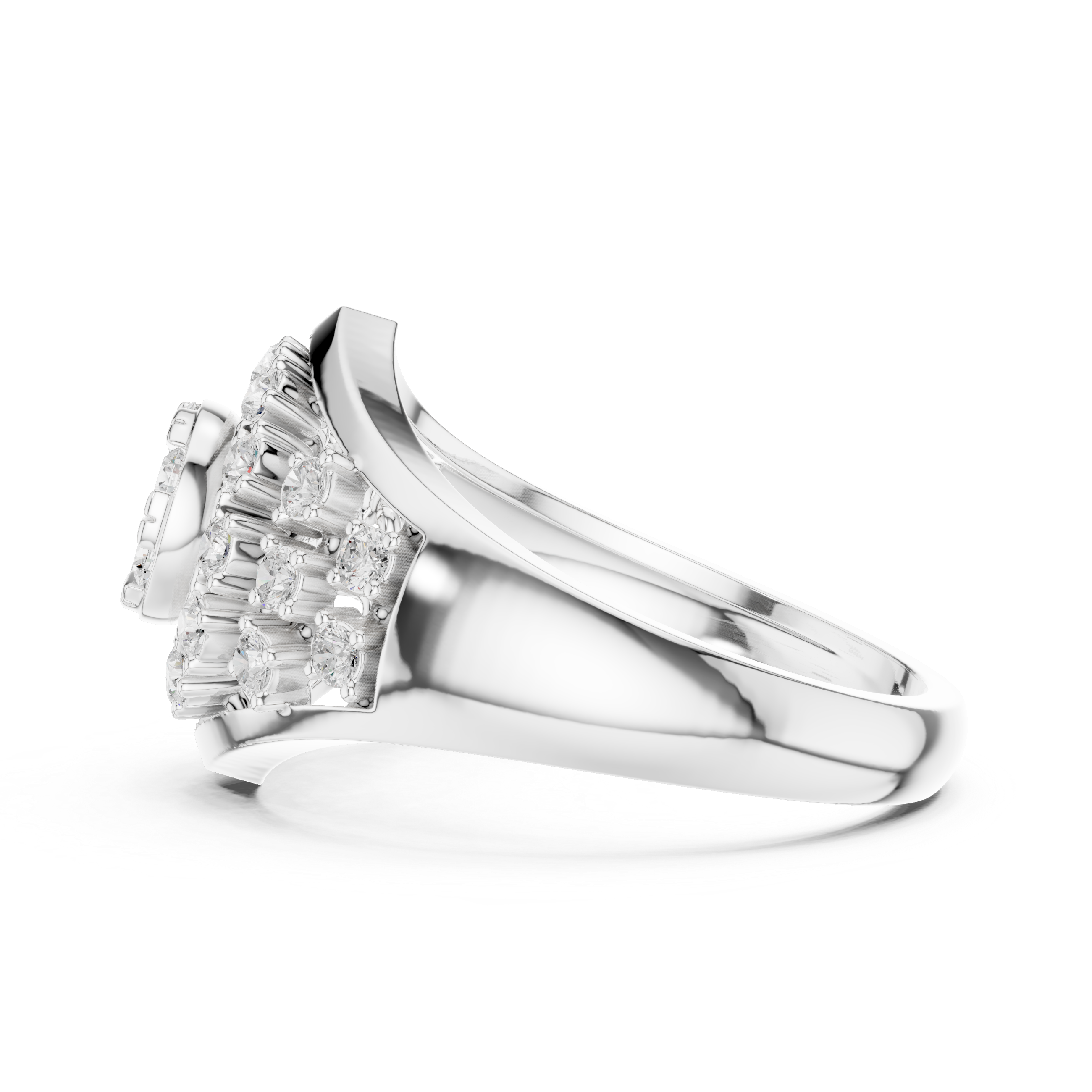 Round Cut Diamond Cluster Statement Ring