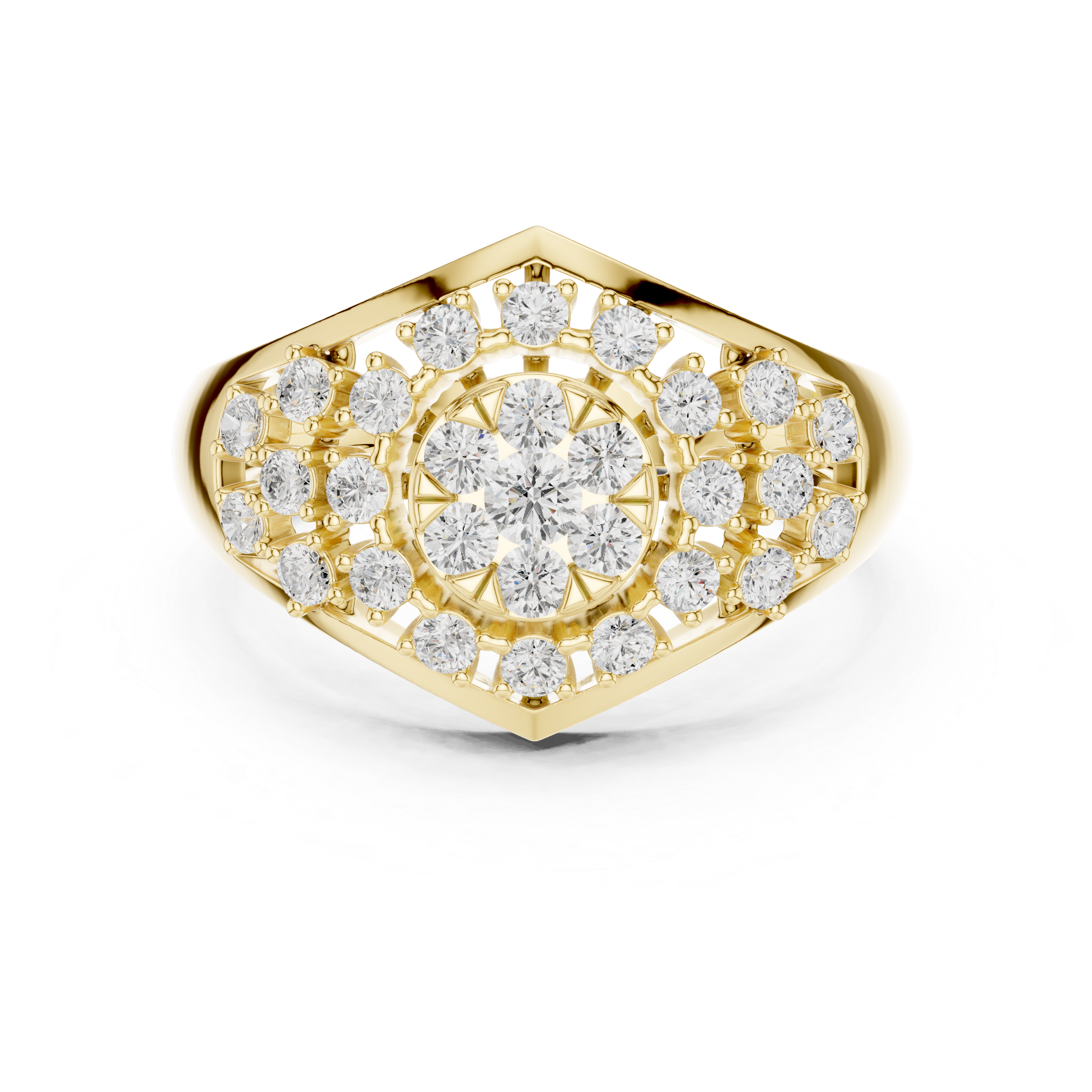 Round Cut Diamond Cluster Statement Ring