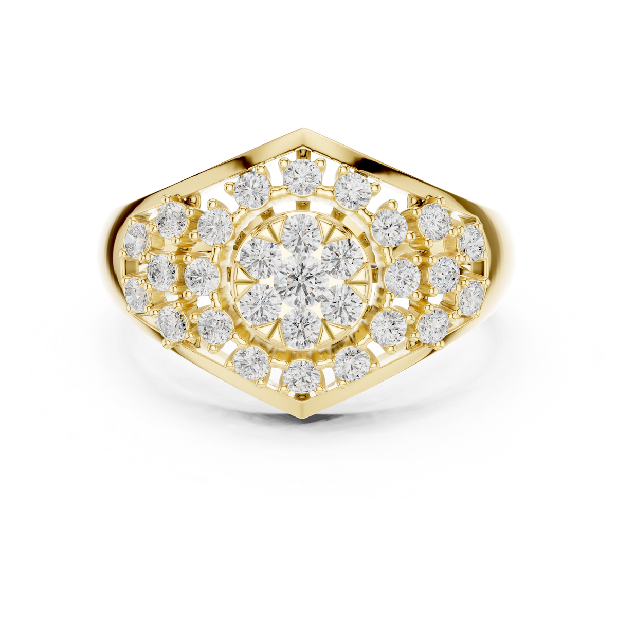 Round Cut Diamond Cluster Statement Ring