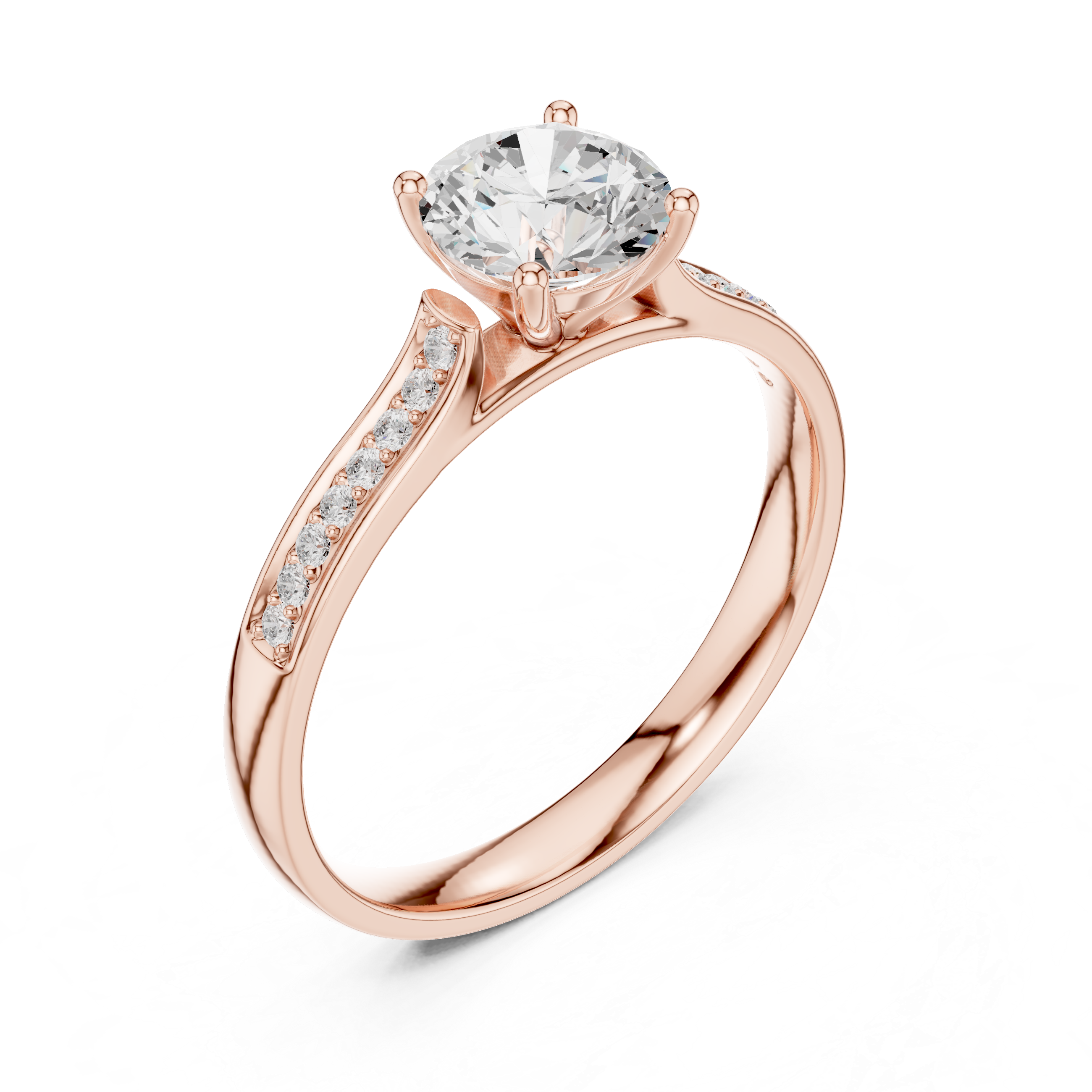 Round Brilliant Pave With Cathedral Shank Bridal Ring