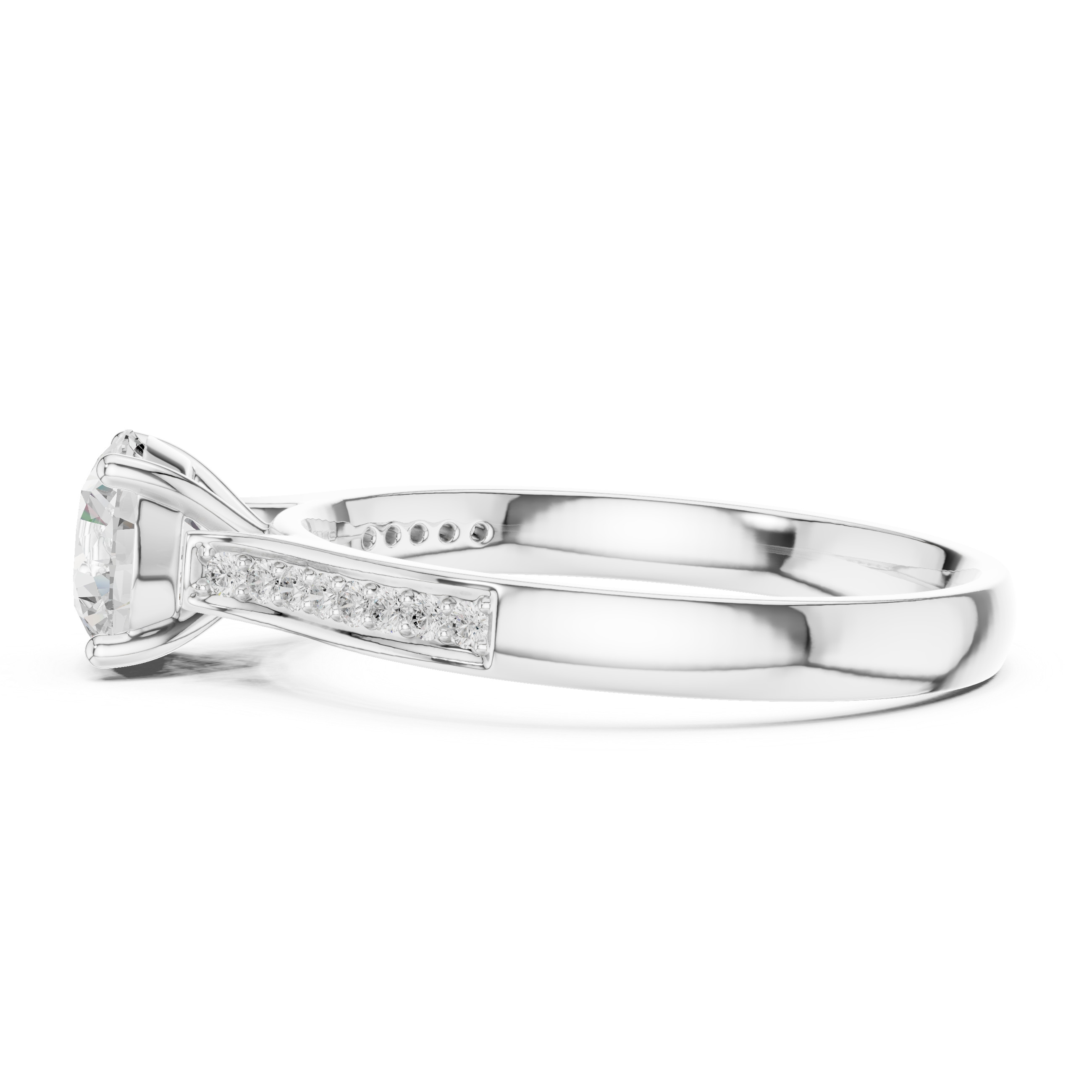 Round Brilliant Pave With Cathedral Shank Bridal Ring