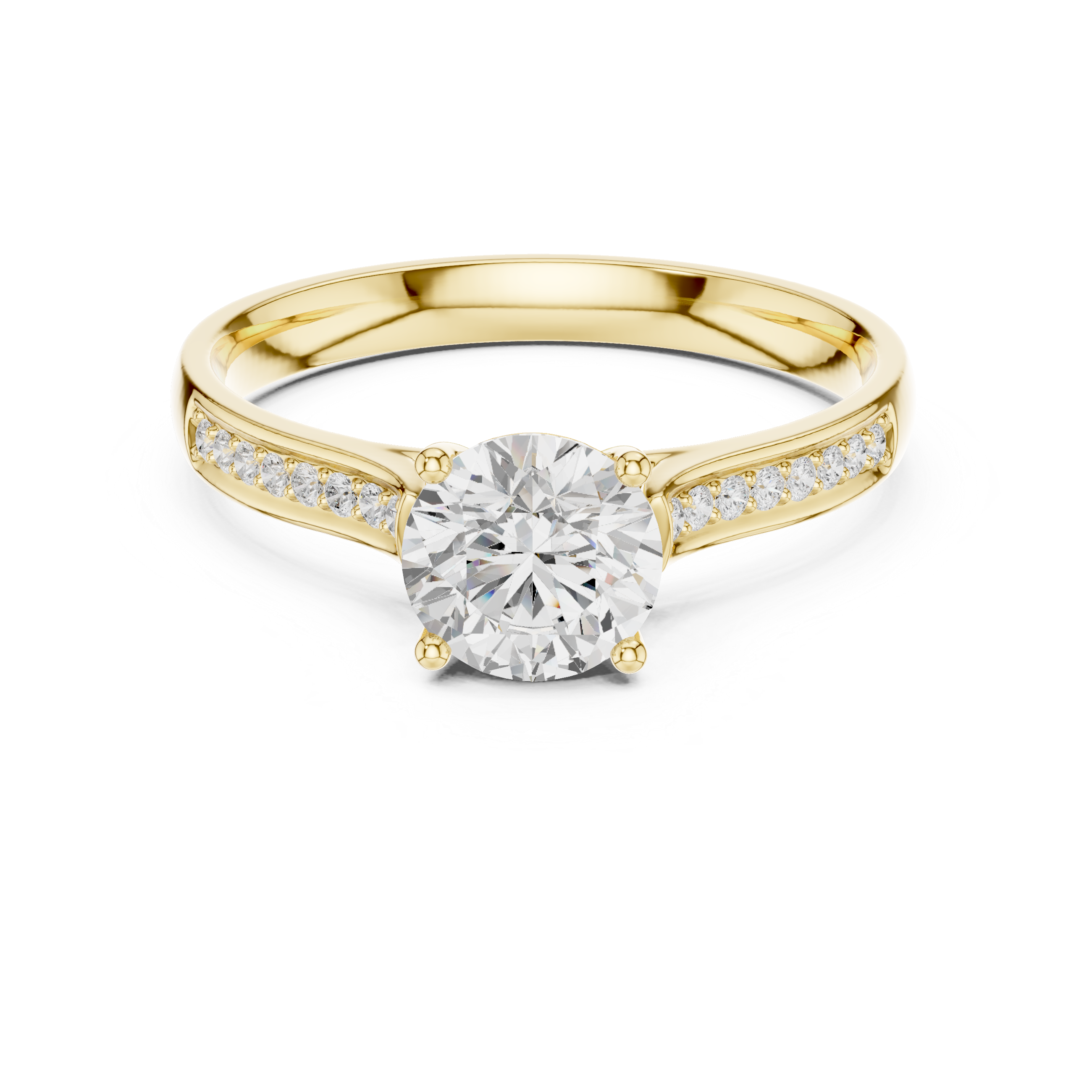 Round Brilliant Pave With Cathedral Shank Bridal Ring