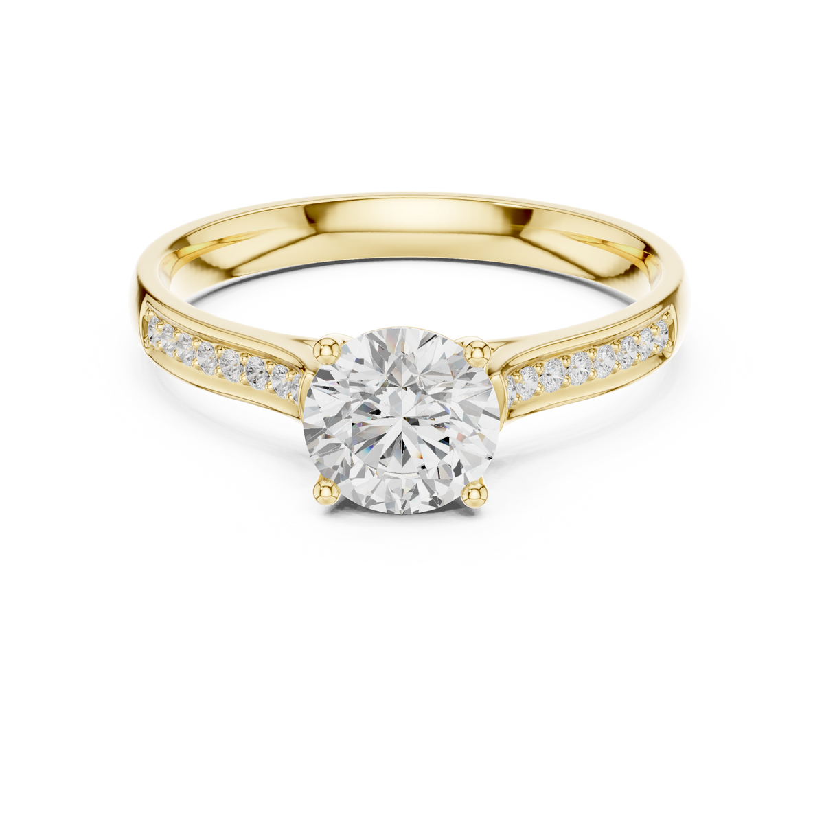 Round Brilliant Pave With Cathedral Shank Bridal Ring