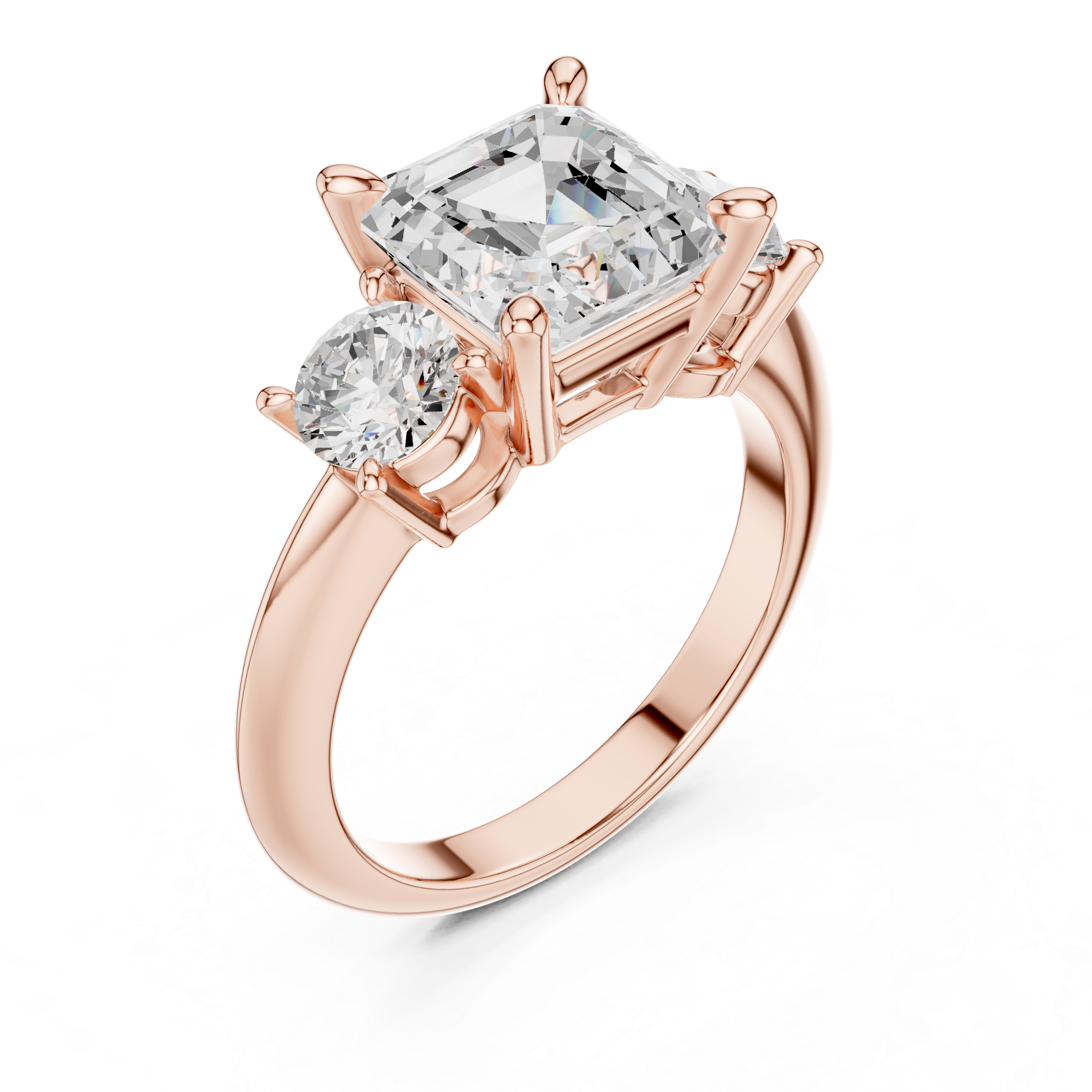 Asscher Cut Triple Stone Ring