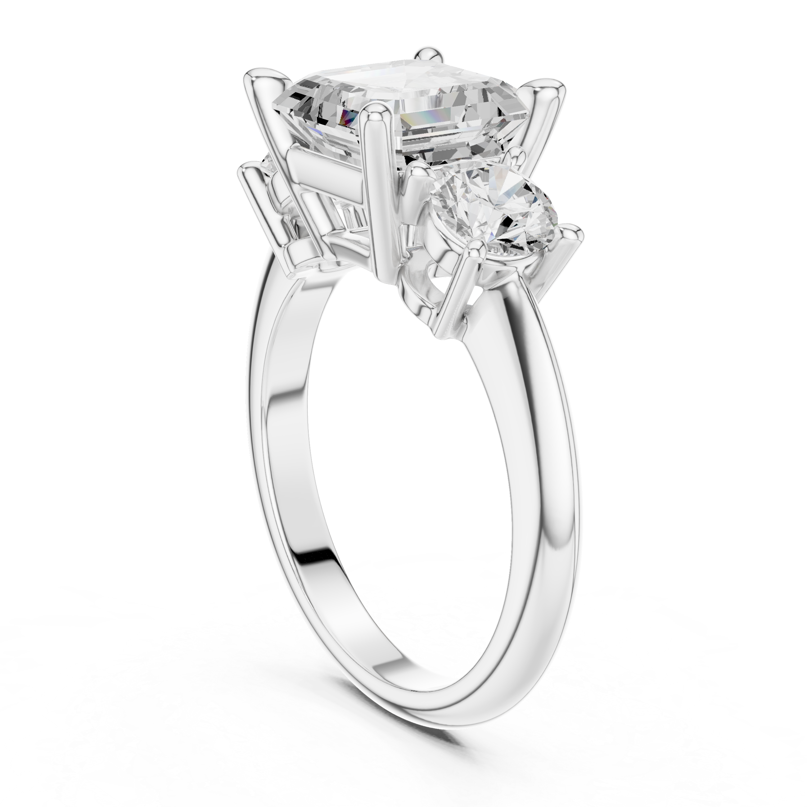 Asscher Cut Triple Stone Ring