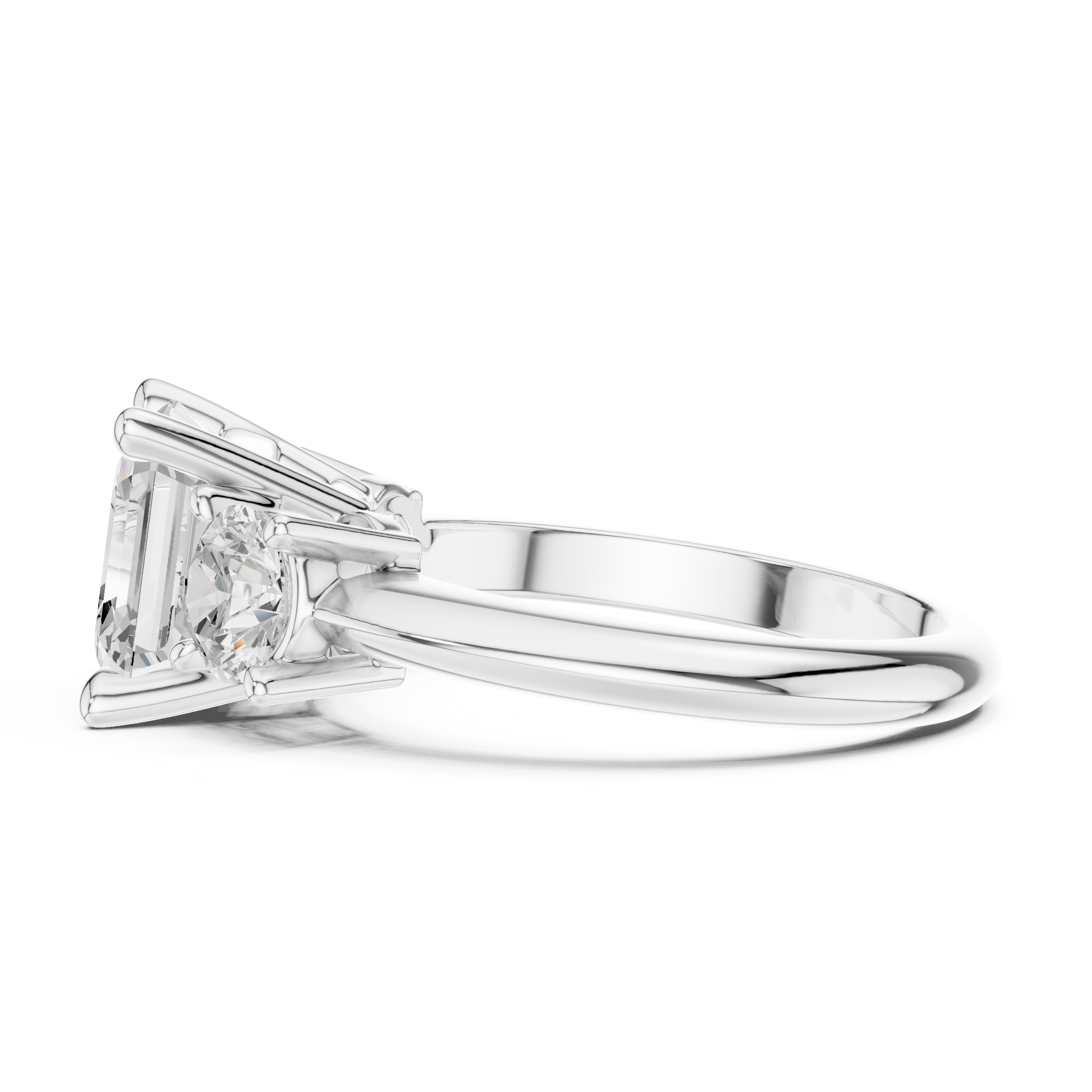 Asscher Cut Triple Stone Ring