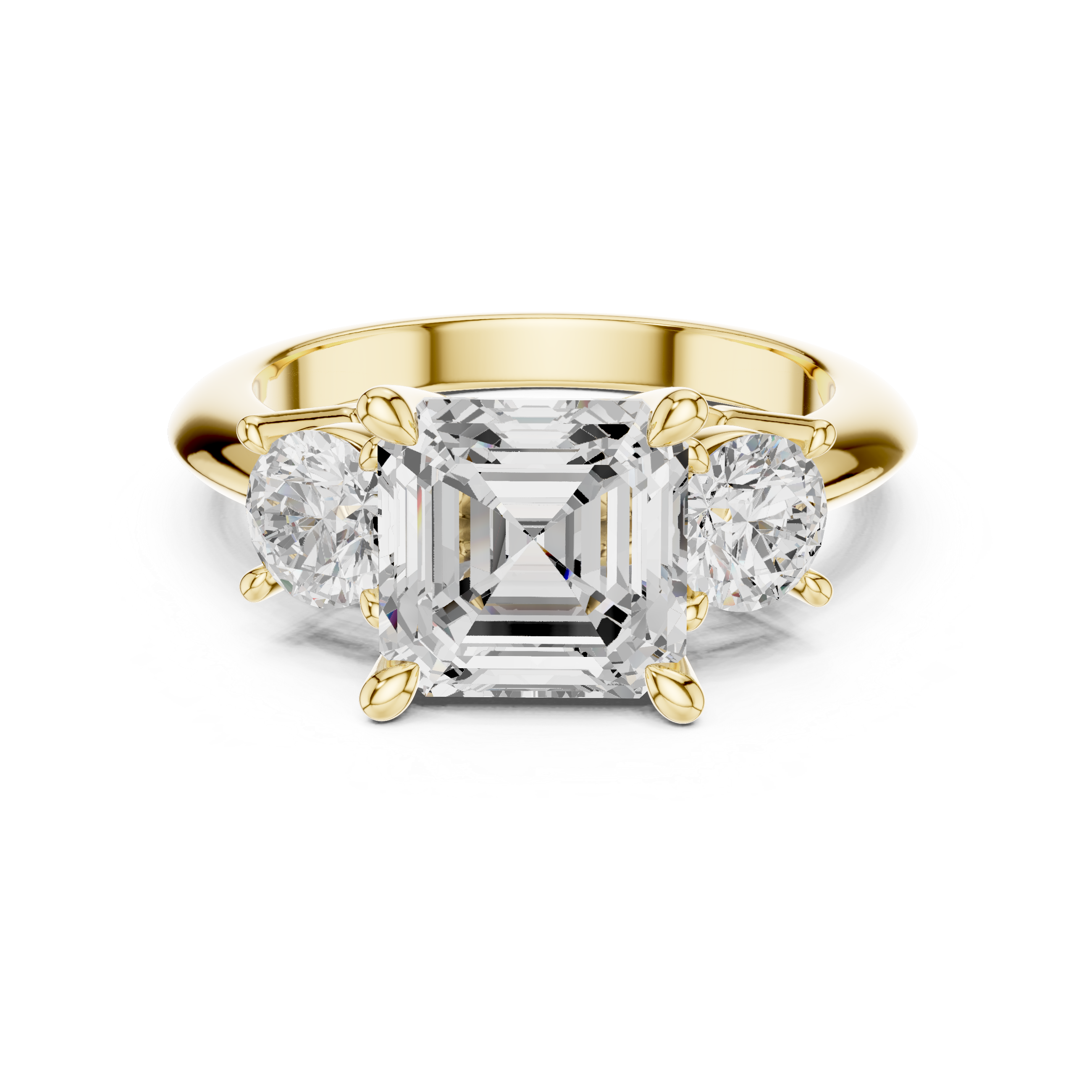 Asscher Cut Triple Stone Ring