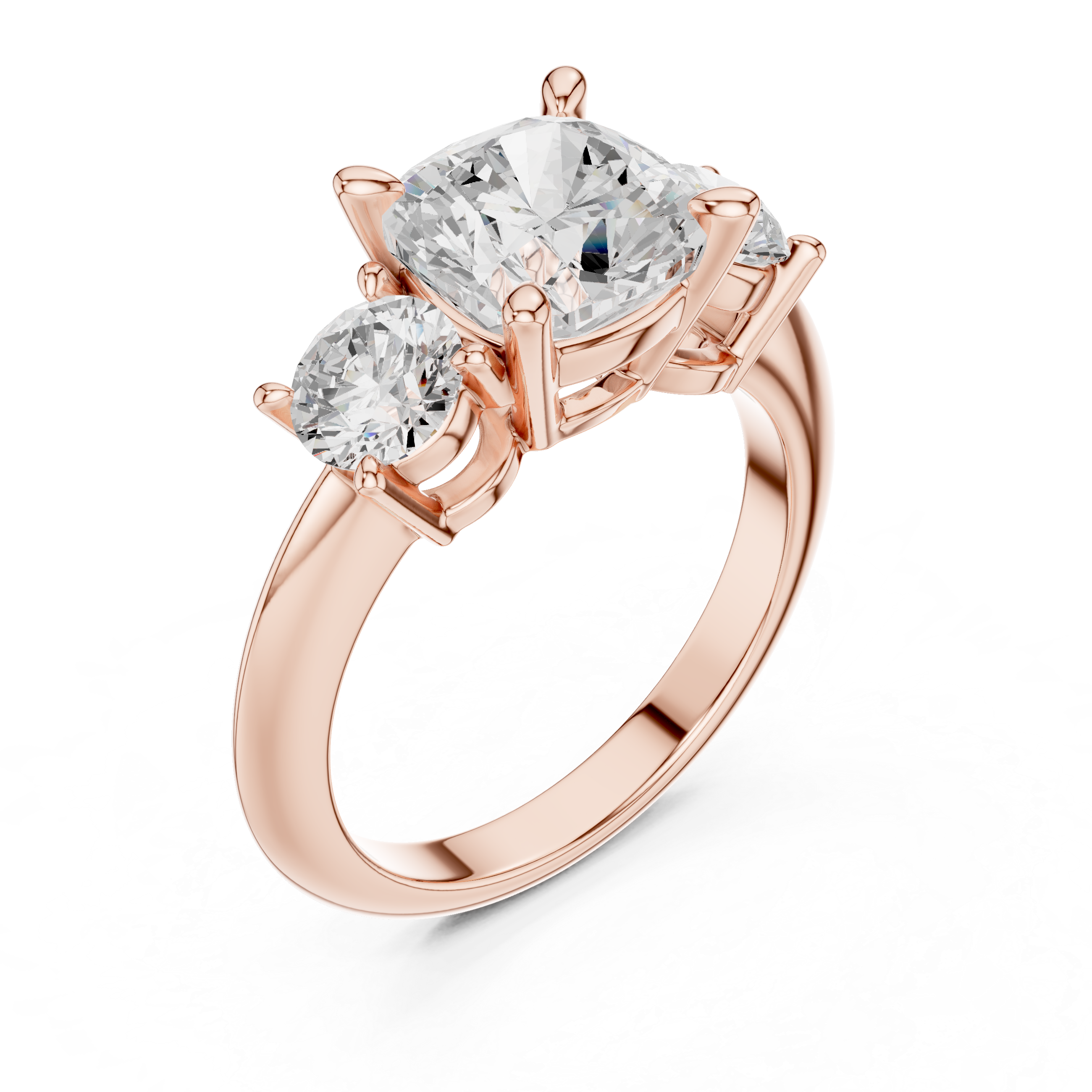 Cushion Cut Triple Stone Ring