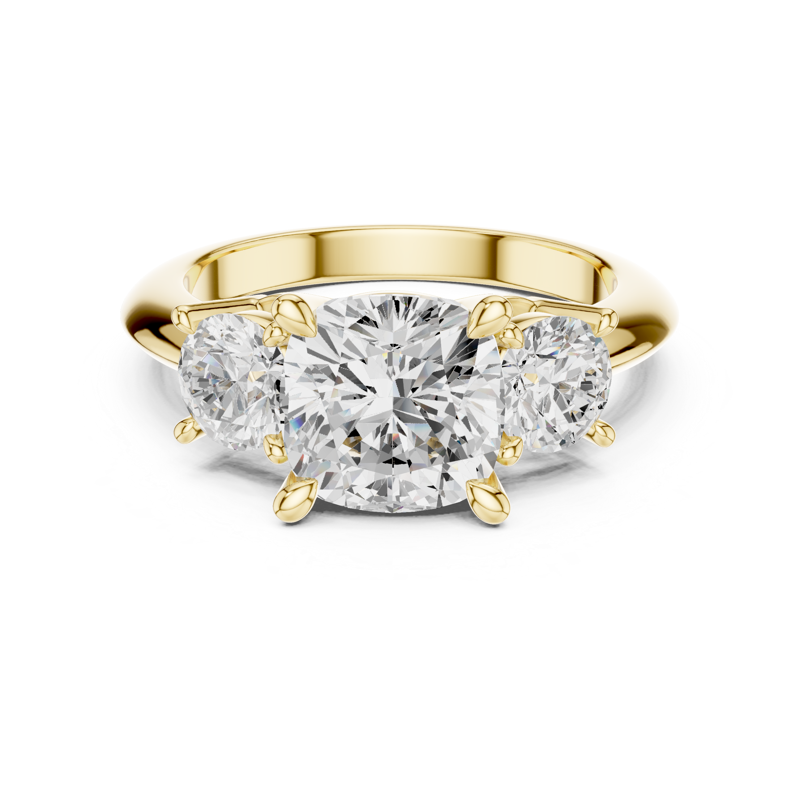 Cushion Cut Triple Stone Ring