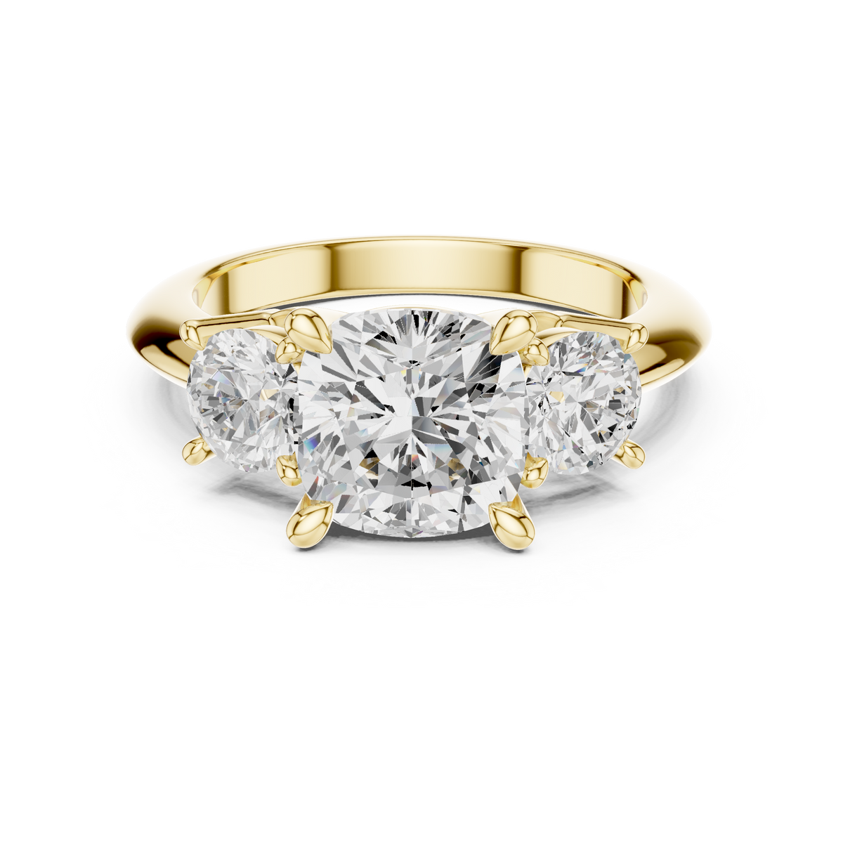 Cushion Cut Triple Stone Ring