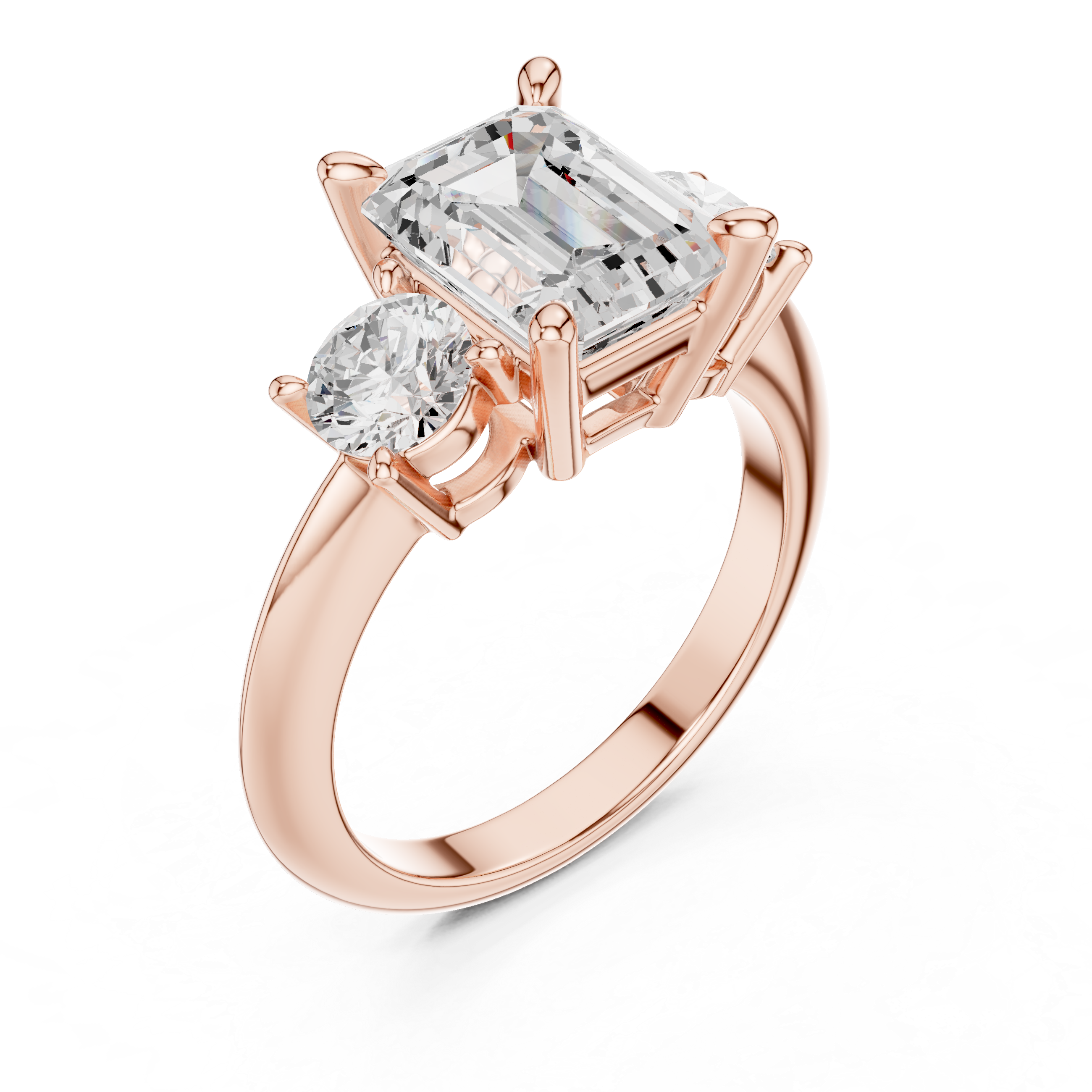 Emerald Cut Triple Stone Ring