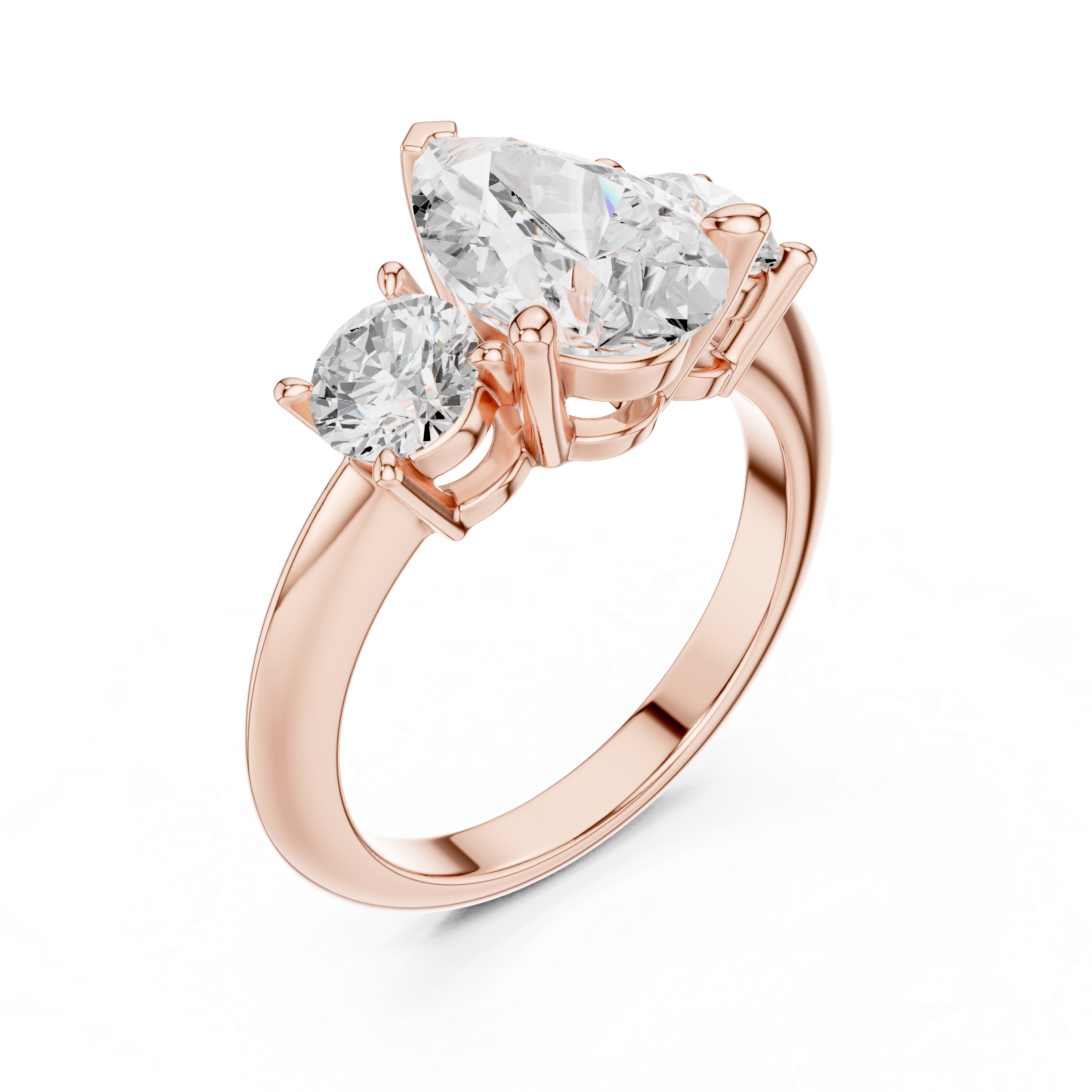 Pear Cut Triple Stone Ring