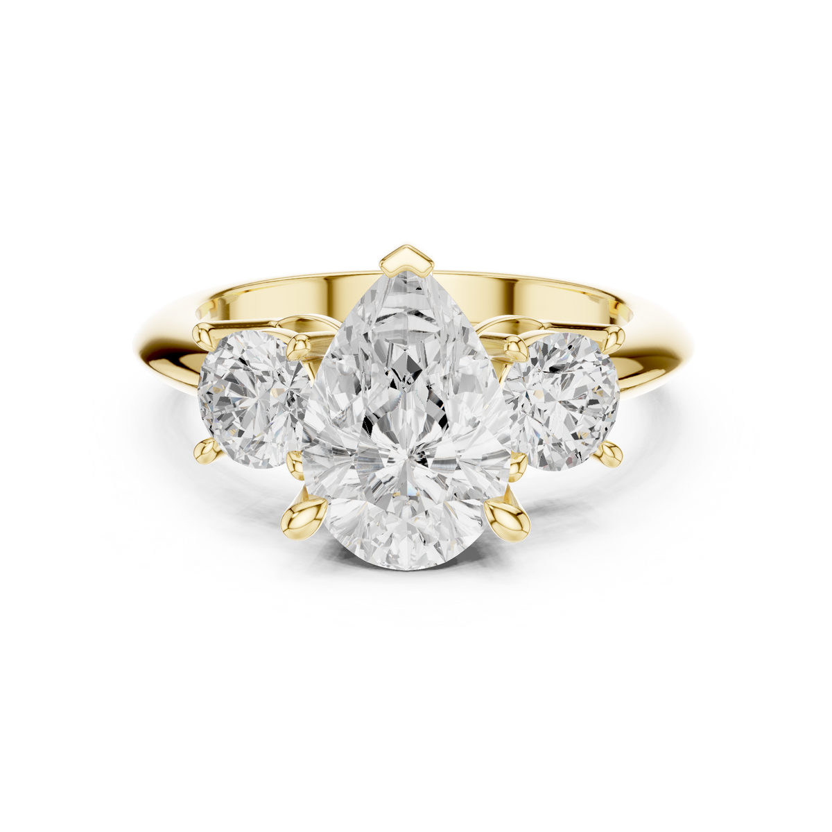 Pear Cut Triple Stone Ring