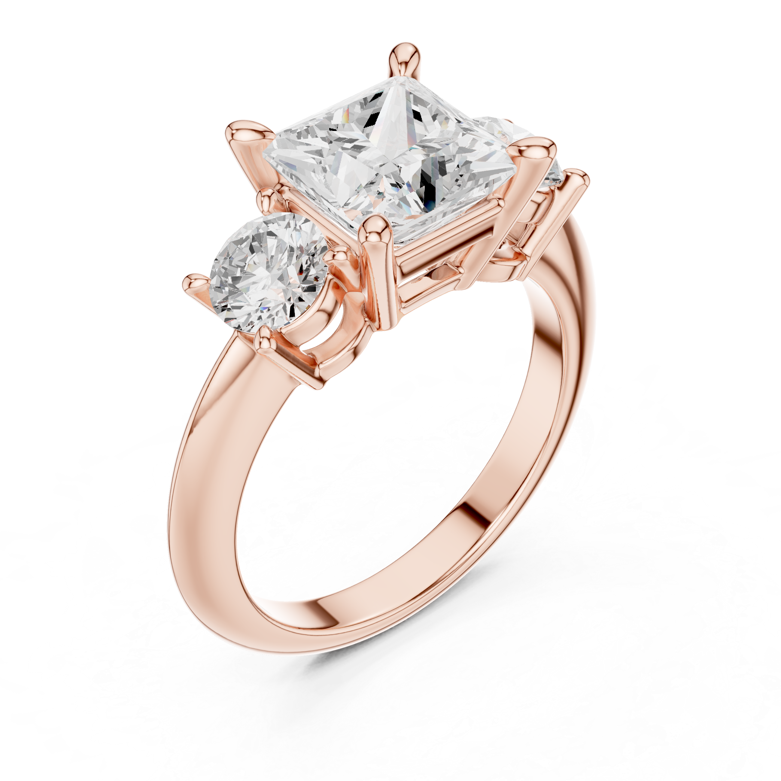 Princess Cut Triple Stone Ring