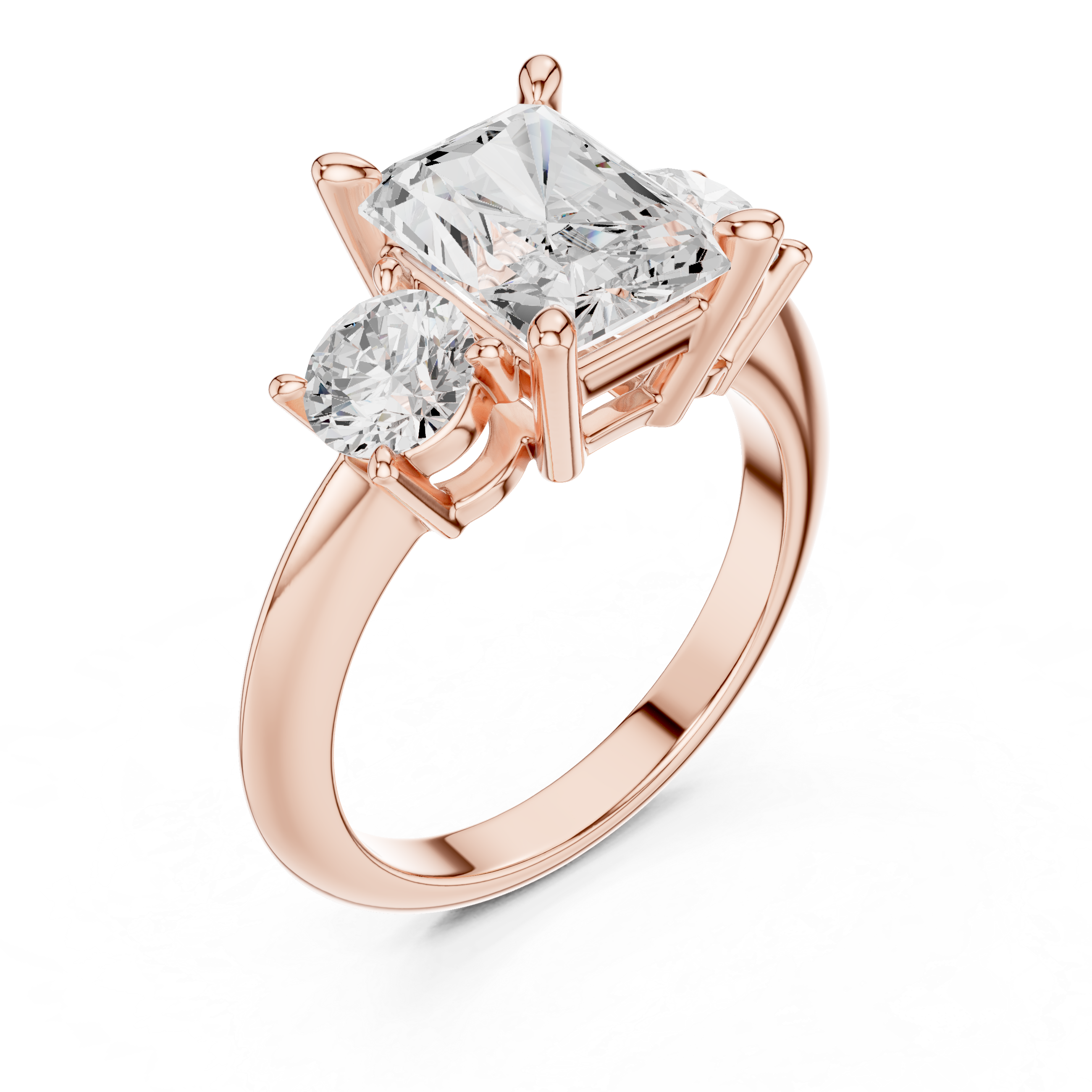 Radiant Cut Triple Stone Ring