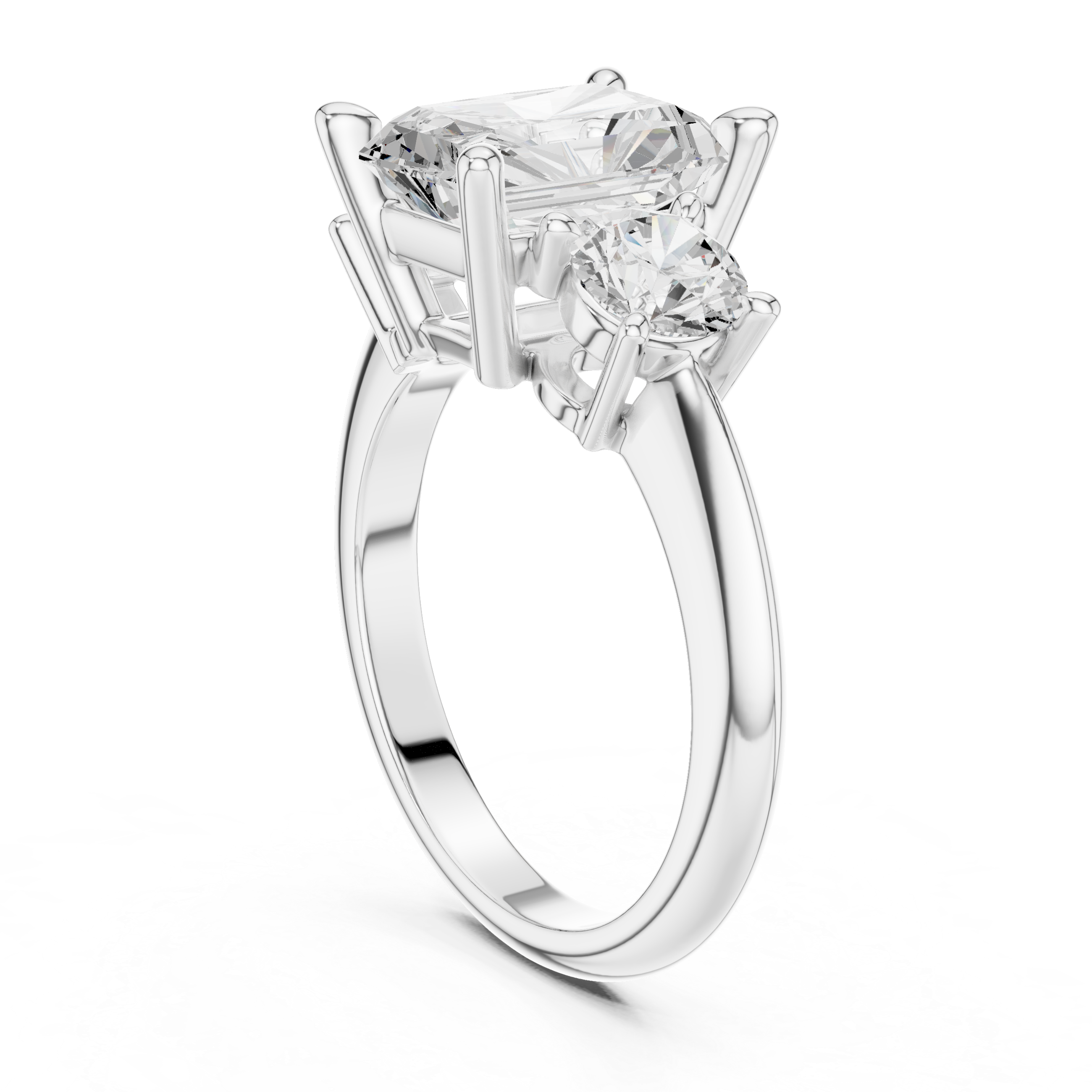Radiant Cut Triple Stone Ring