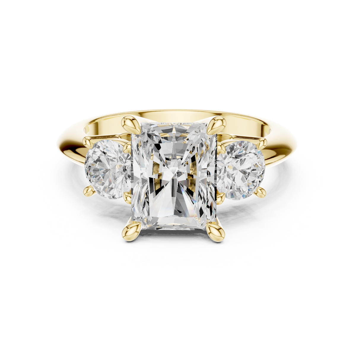 Radiant Cut Triple Stone Ring