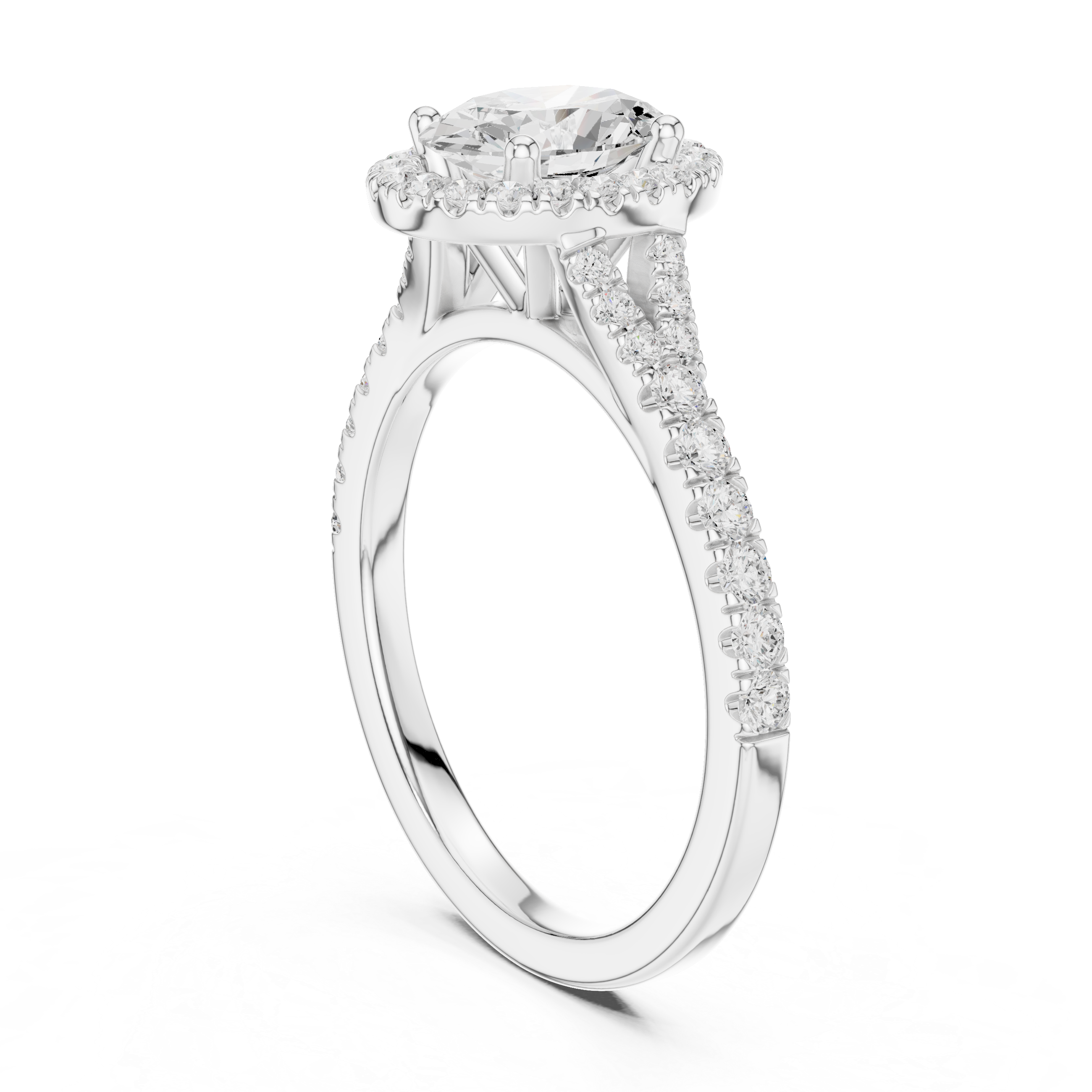 Oval Cut Halo Split Shank Ring