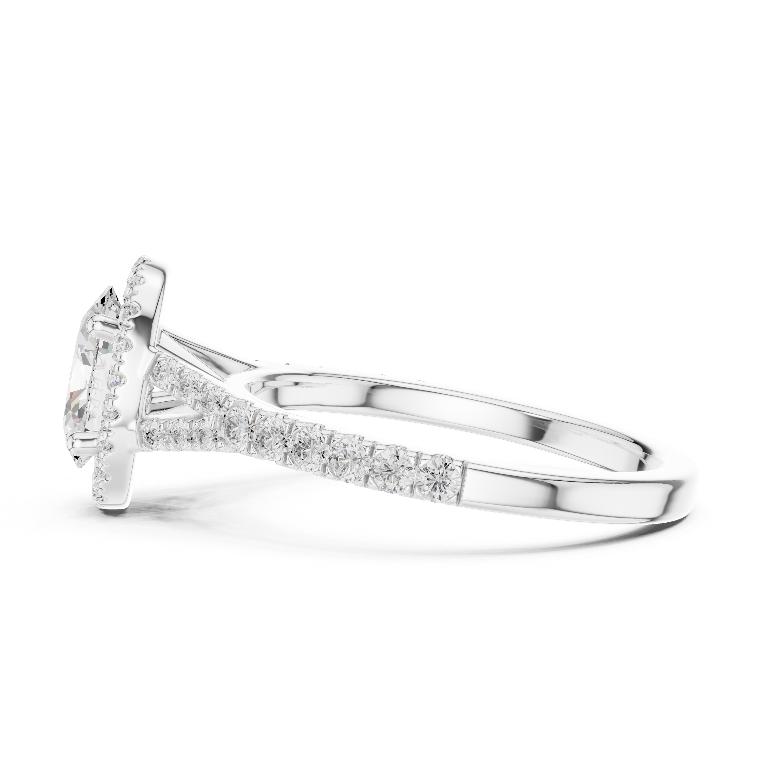 Oval Cut Halo Split Shank Ring
