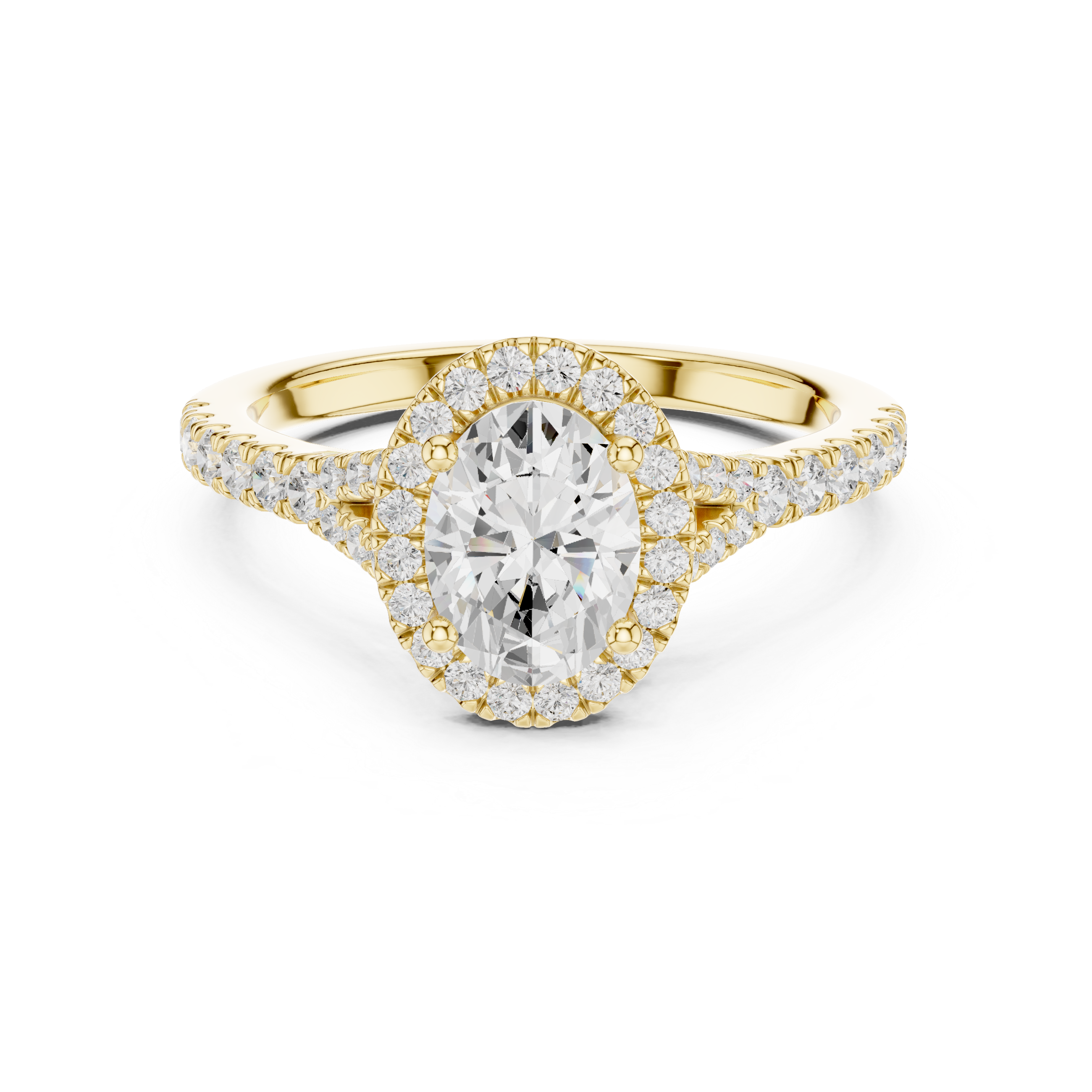Oval Cut Halo Split Shank Ring