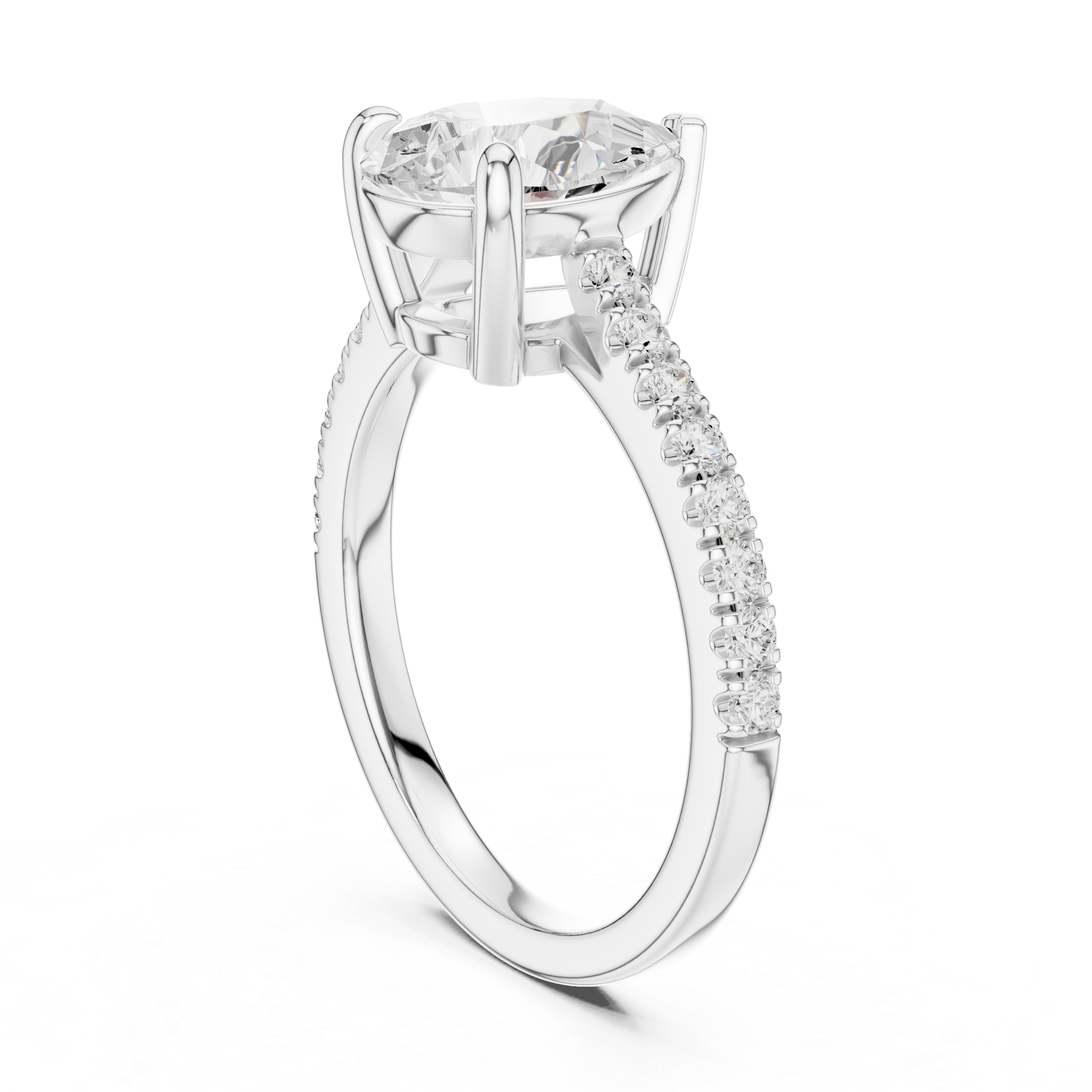 Pear Diamond 3-Prong Pave Ring