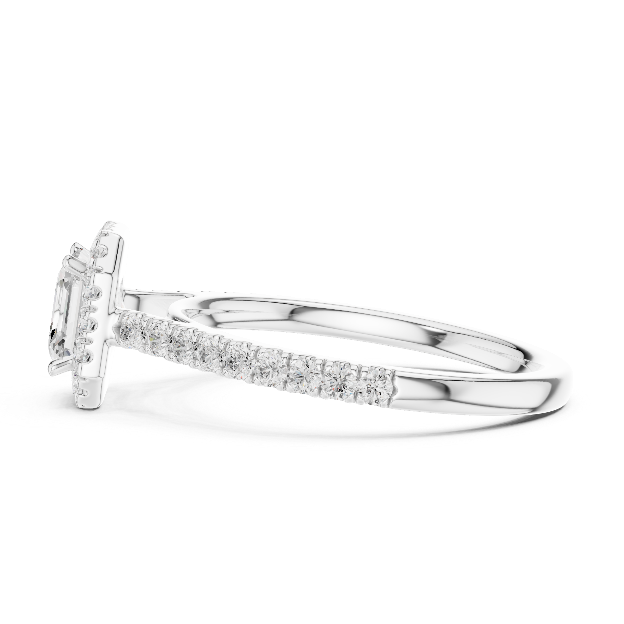 Asscher Lab Grown Diamond Halo Pave Set Ring