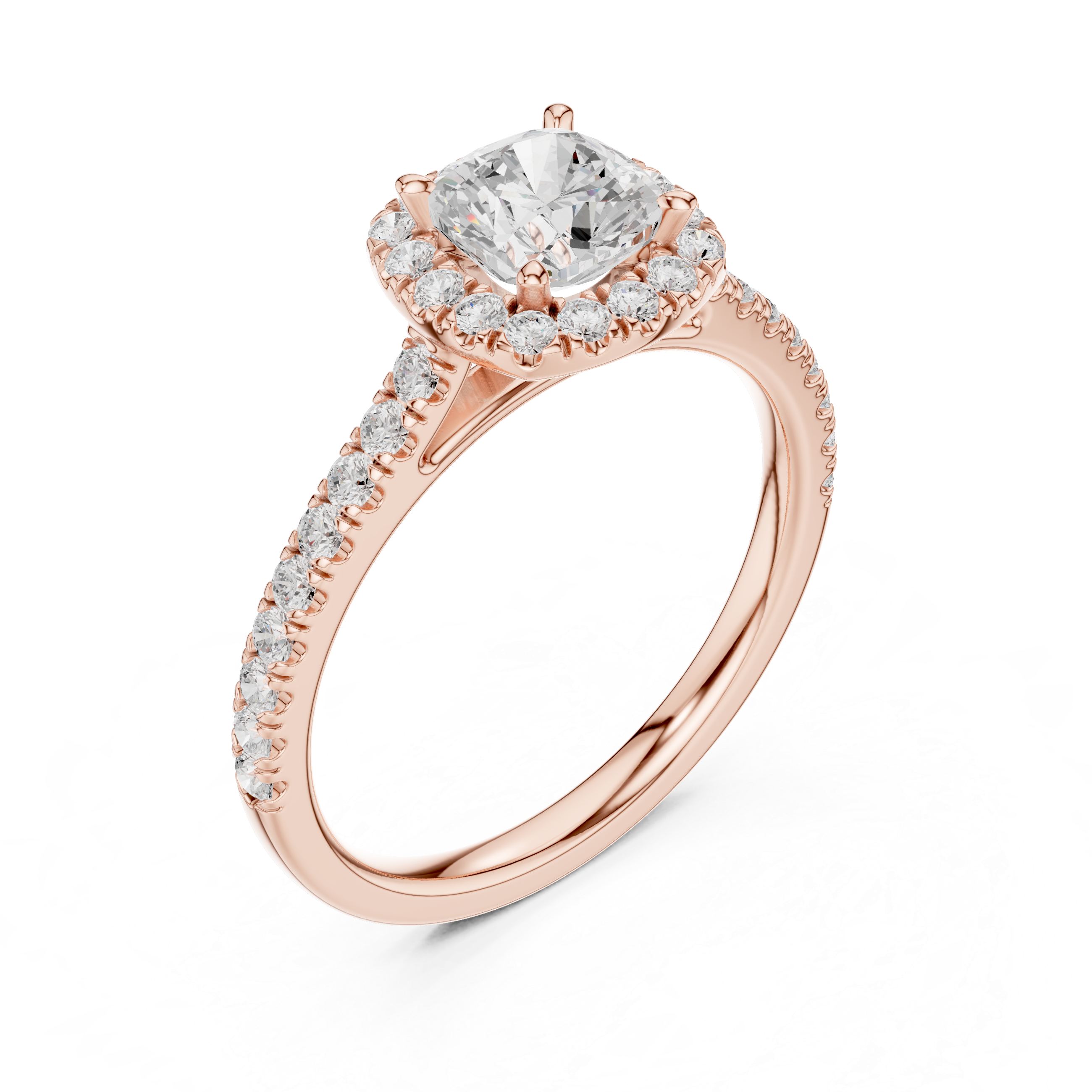 Cushion Lab Grown Diamond Halo Pave Set Ring