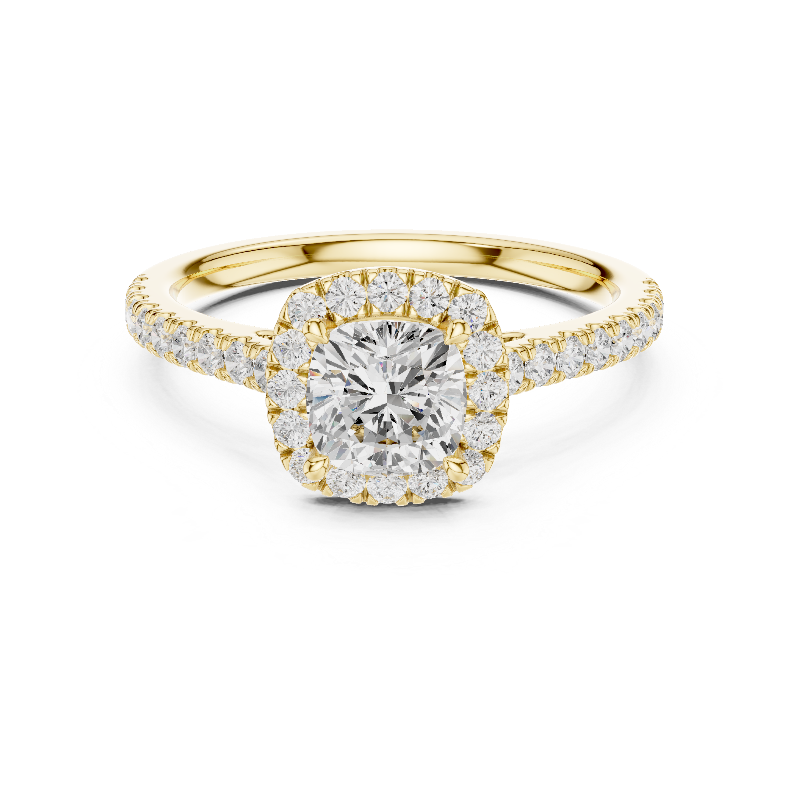Cushion Lab Grown Diamond Halo Pave Set Ring