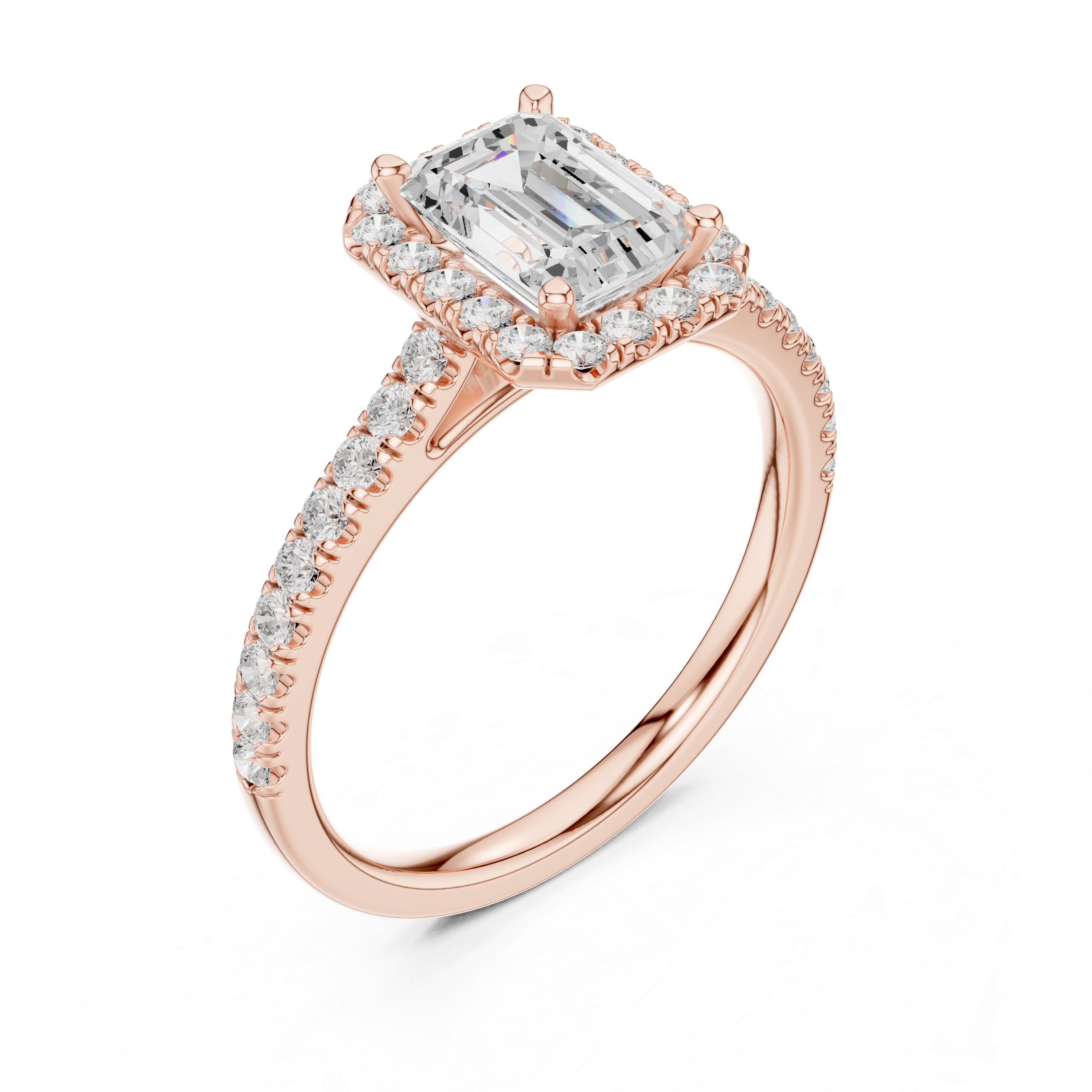 Emerald Lab Grown Diamond Halo Pave Set Ring